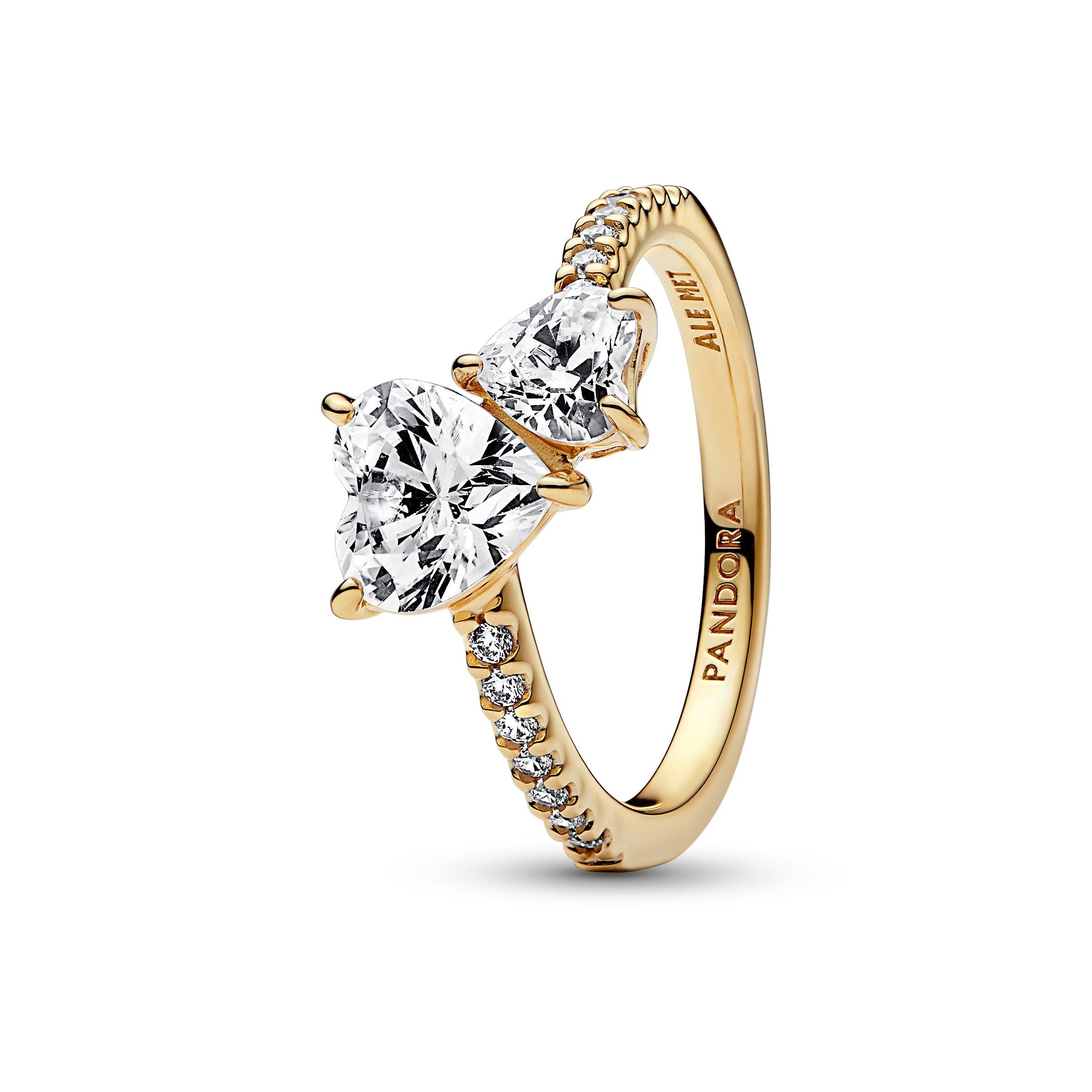 Pandora Silberring Pandora funkelnder Doppel-Herz Ring 161198C01-58 vergoldet