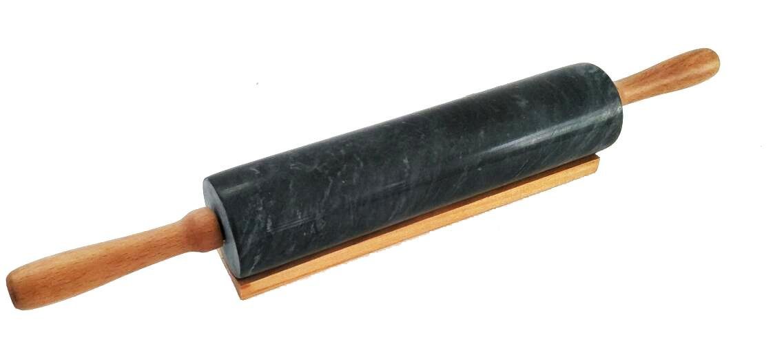 Sendez Teigroller aus Marmor mit Ständer 46x6cm Teigrolle Ausroller Nudelrolle 2kg Marmor, (1-tlg) – Bild 4 von 5