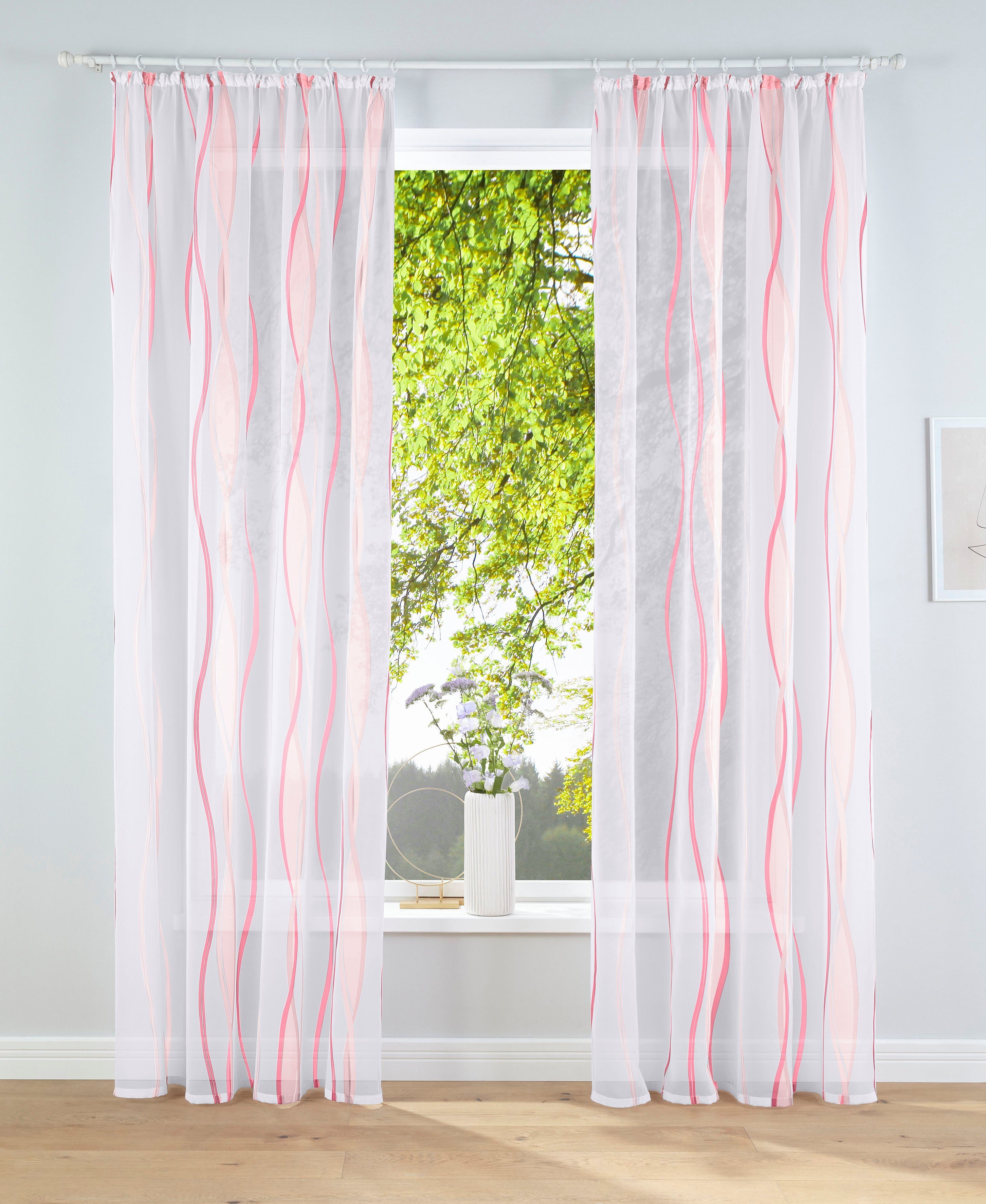 Gardine Dimona, my home, Kräuselband (2 St), transparent, Voile, 2er-Set, Polyester, Wellen