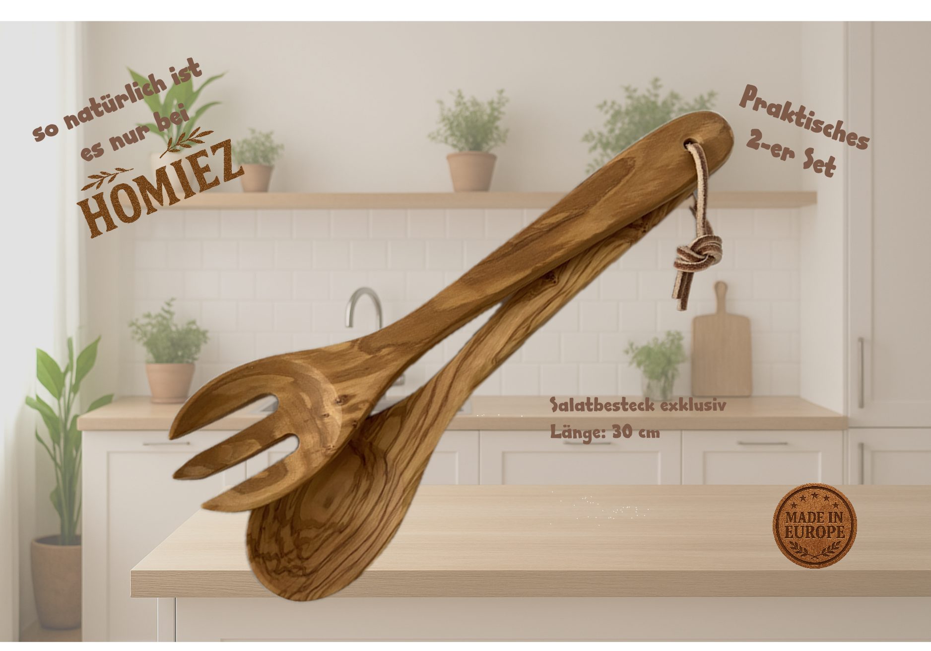 homiez Salatbesteck Exklusiv / Olivenholz
