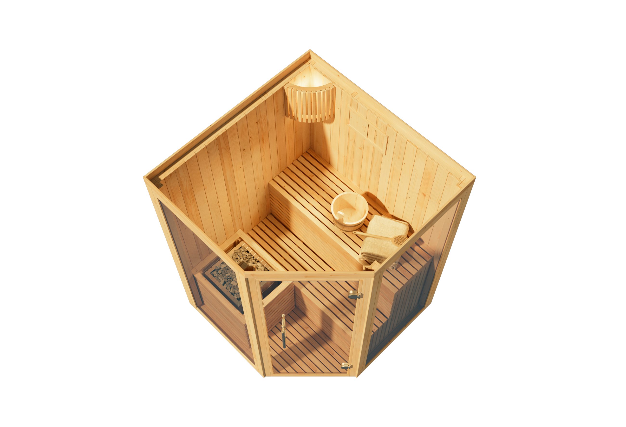 FinnTherm Sauna Innensauna Svala, BxTxH: 141 x 141 x 213 cm, 72 mm, in Naturbelassen