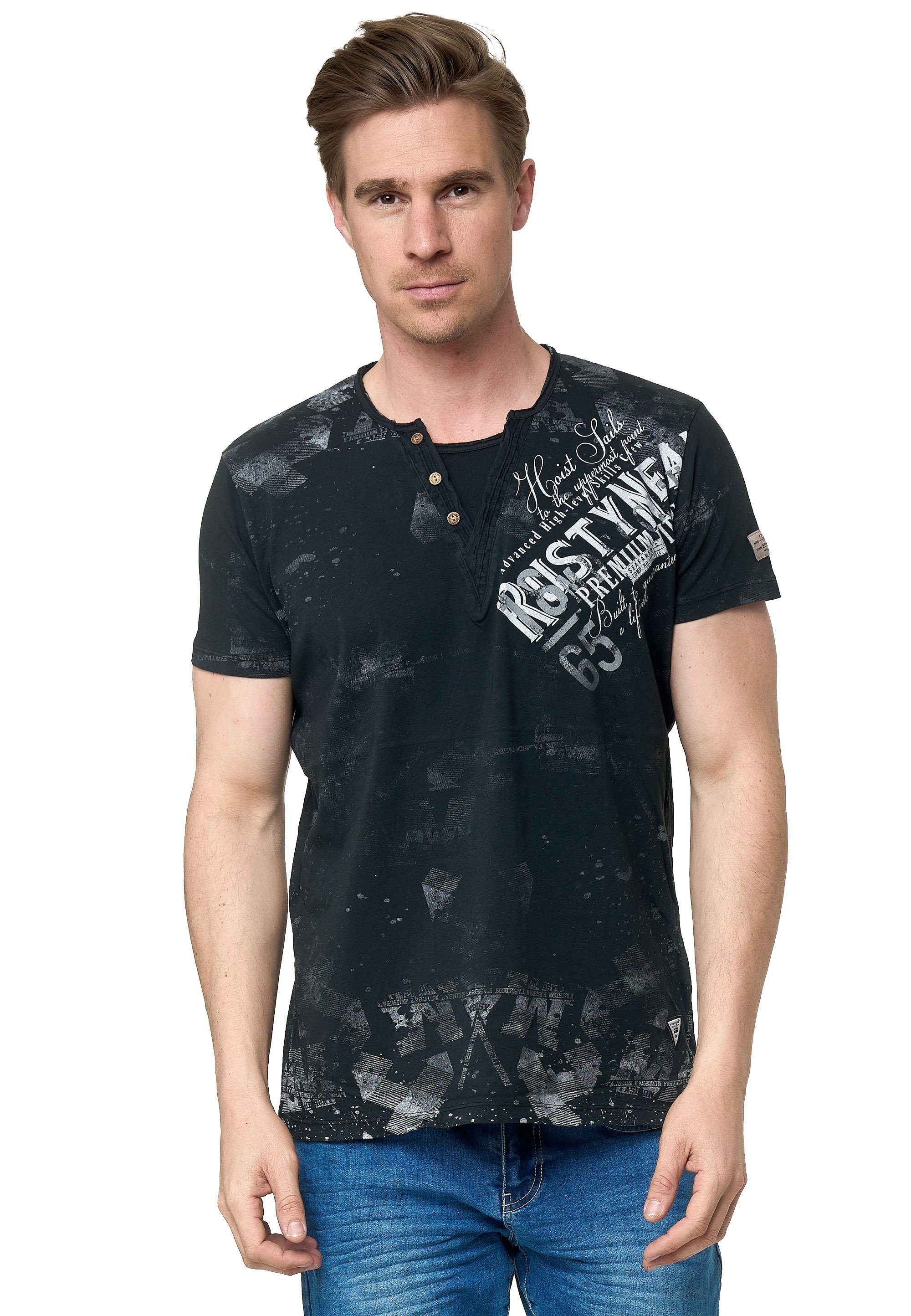 Rusty Neal T-Shirt im coolen Used-Look-Design schwarz