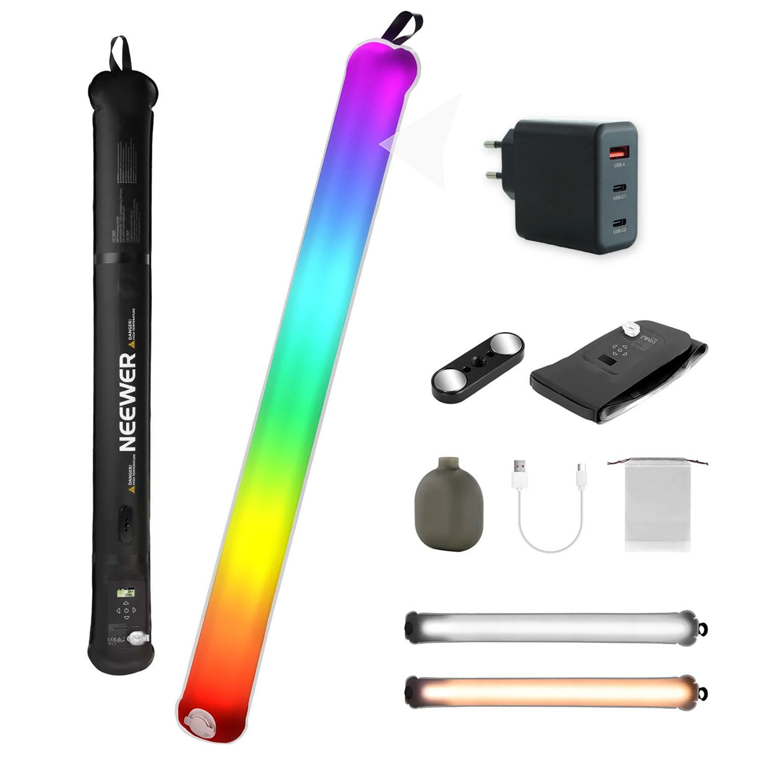 Neewer Videoleuchte Neewer Stablicht GC30C aufblasbare LED-Stableuchte mit Netzteil, Vorteils-Set mit Netzteil
