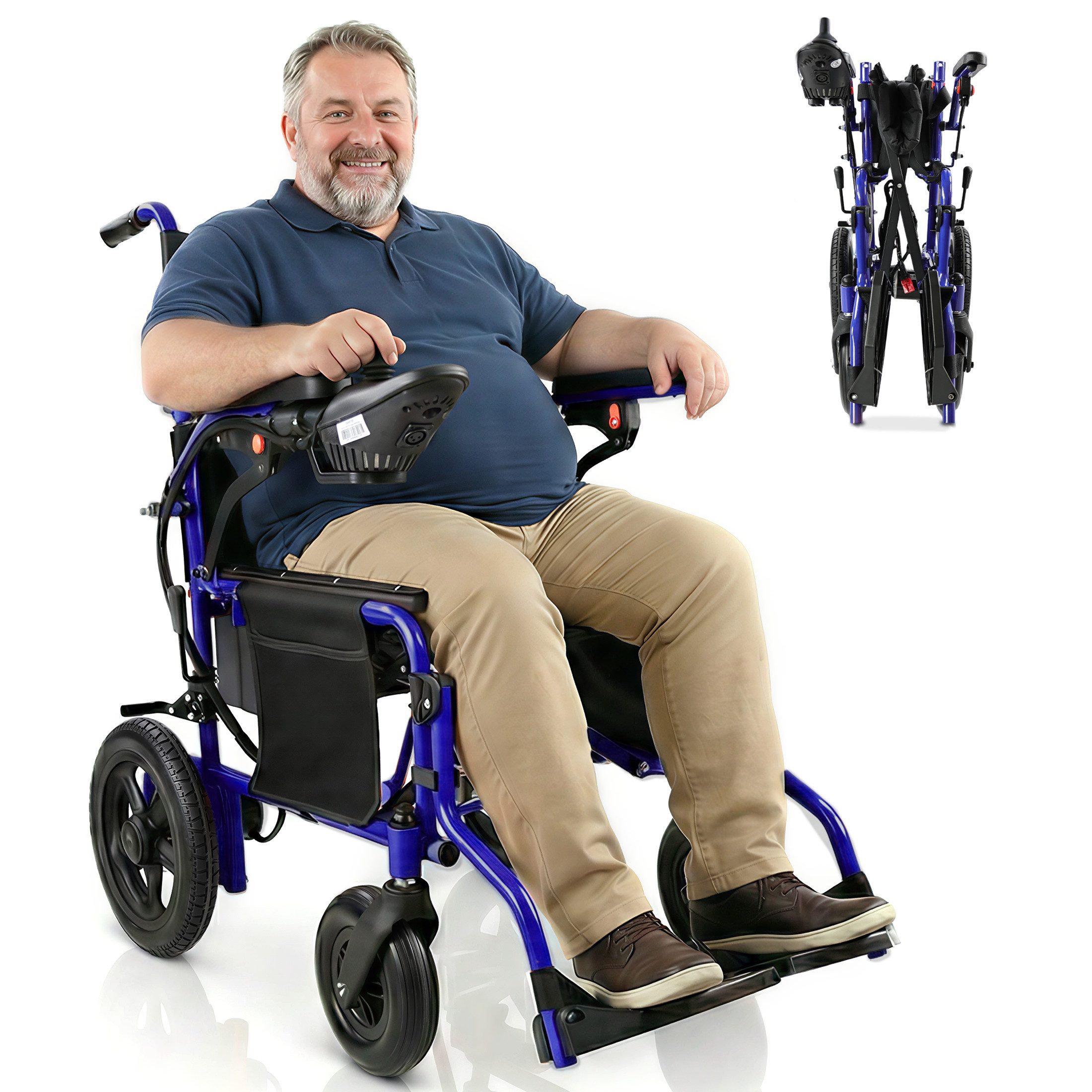 Vankel Elektrorollstuhl Elektrisch Faltbar Leicht bis 150KG 25 km seniorenmobil Sitz erweitert, 2x250W, 6,00 km/h E-Rollstuhl
