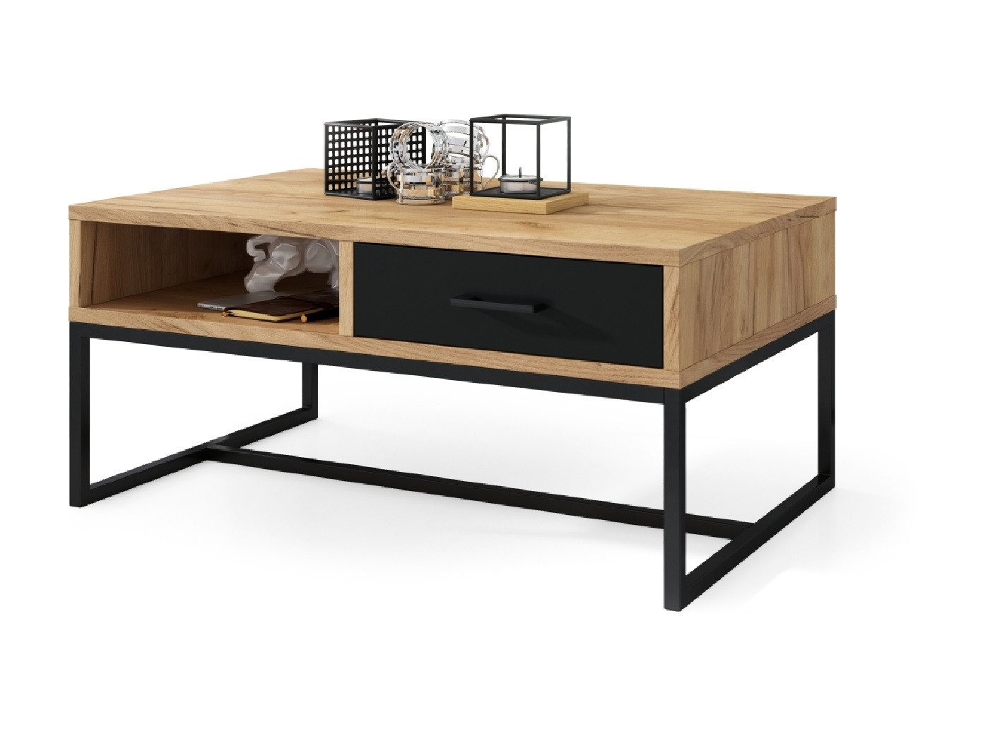 Mazzoni Couchtisch Design Nyx Tisch Wohnzimmertisch mit Schublade 60x90x40cm Ablage