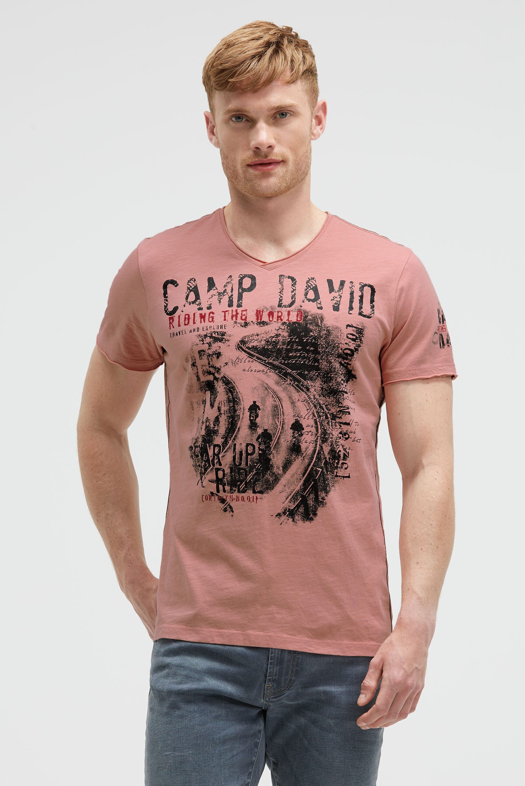 CAMP DAVID V-Shirt mit offenen Kanten günstig online kaufen