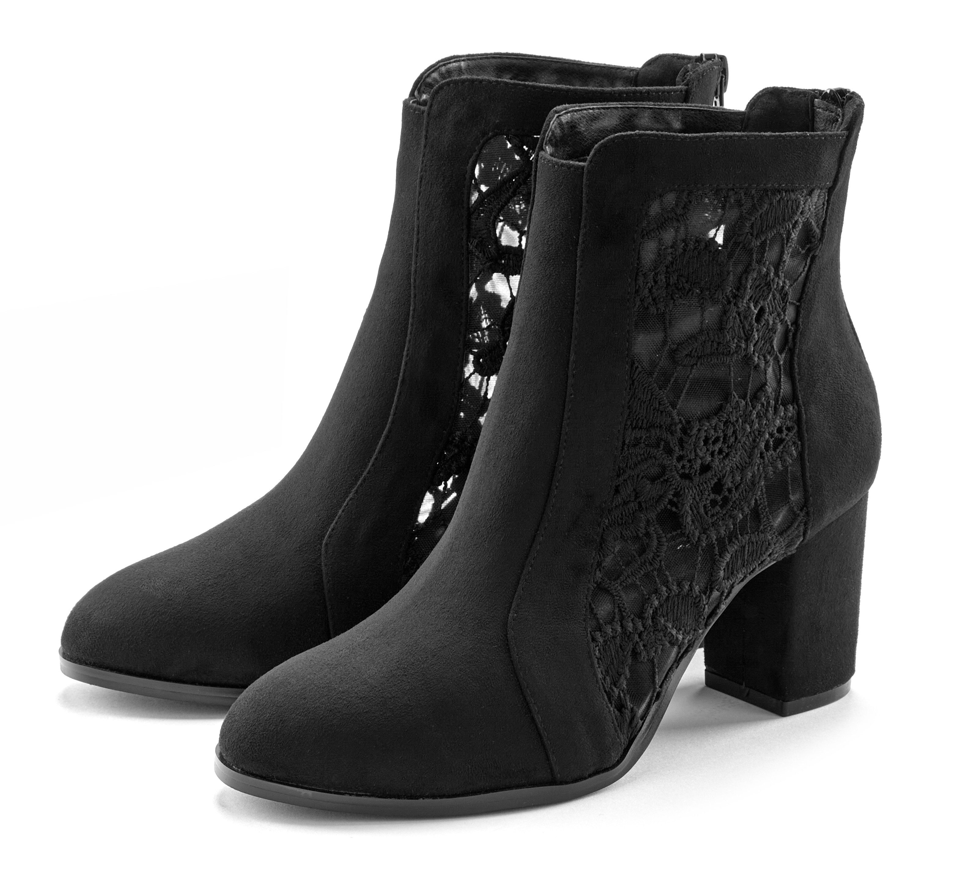 LASCANA Ankle Boot, Stiefel High-Heel-Stiefelette mit modischer Spitze und bequemen Blockabsatz