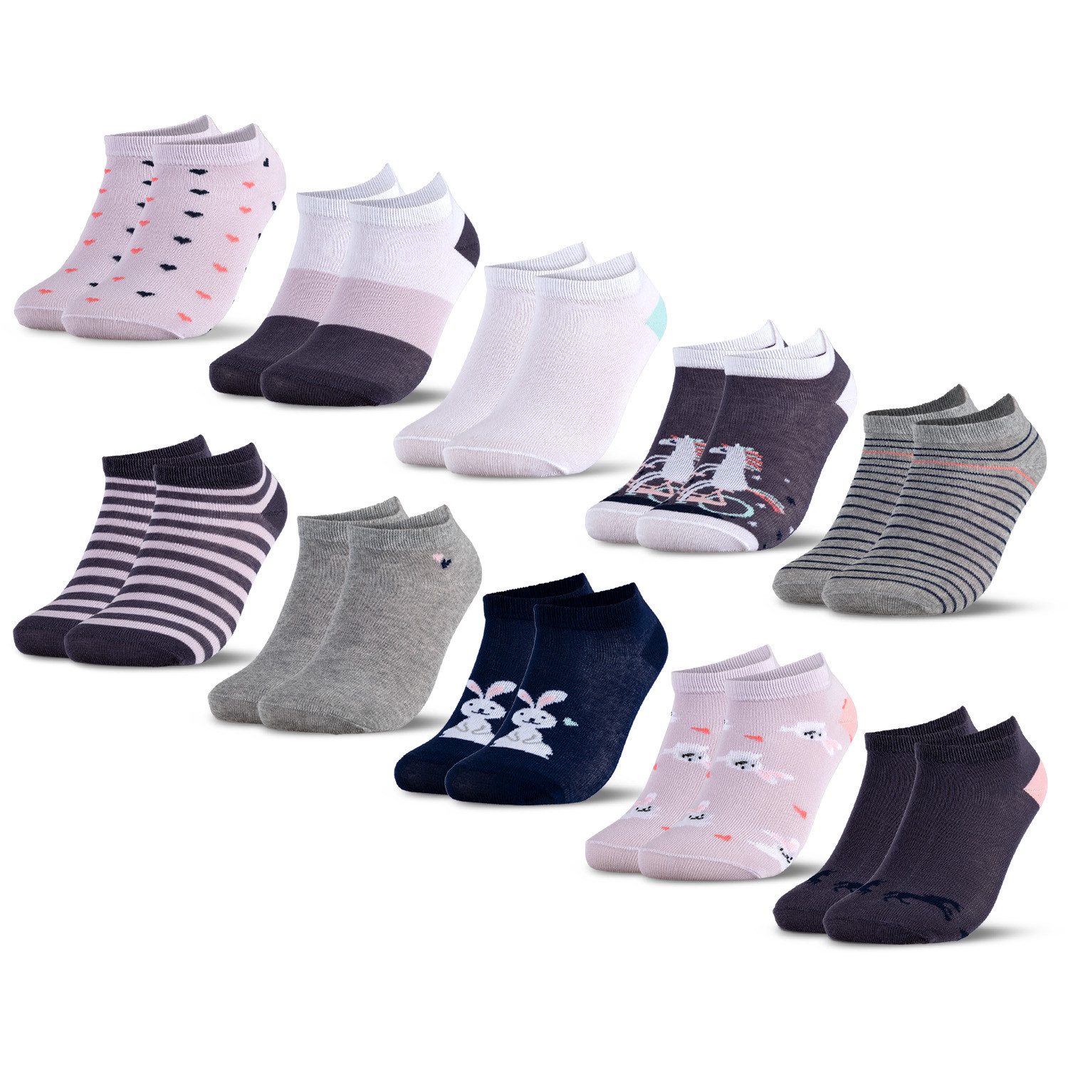 OCCULTO Шкарпетки для кросівок Kinder Sneaker Шкарпетки Motive 10er Pack (Modell: Motivo) (10-Paar)