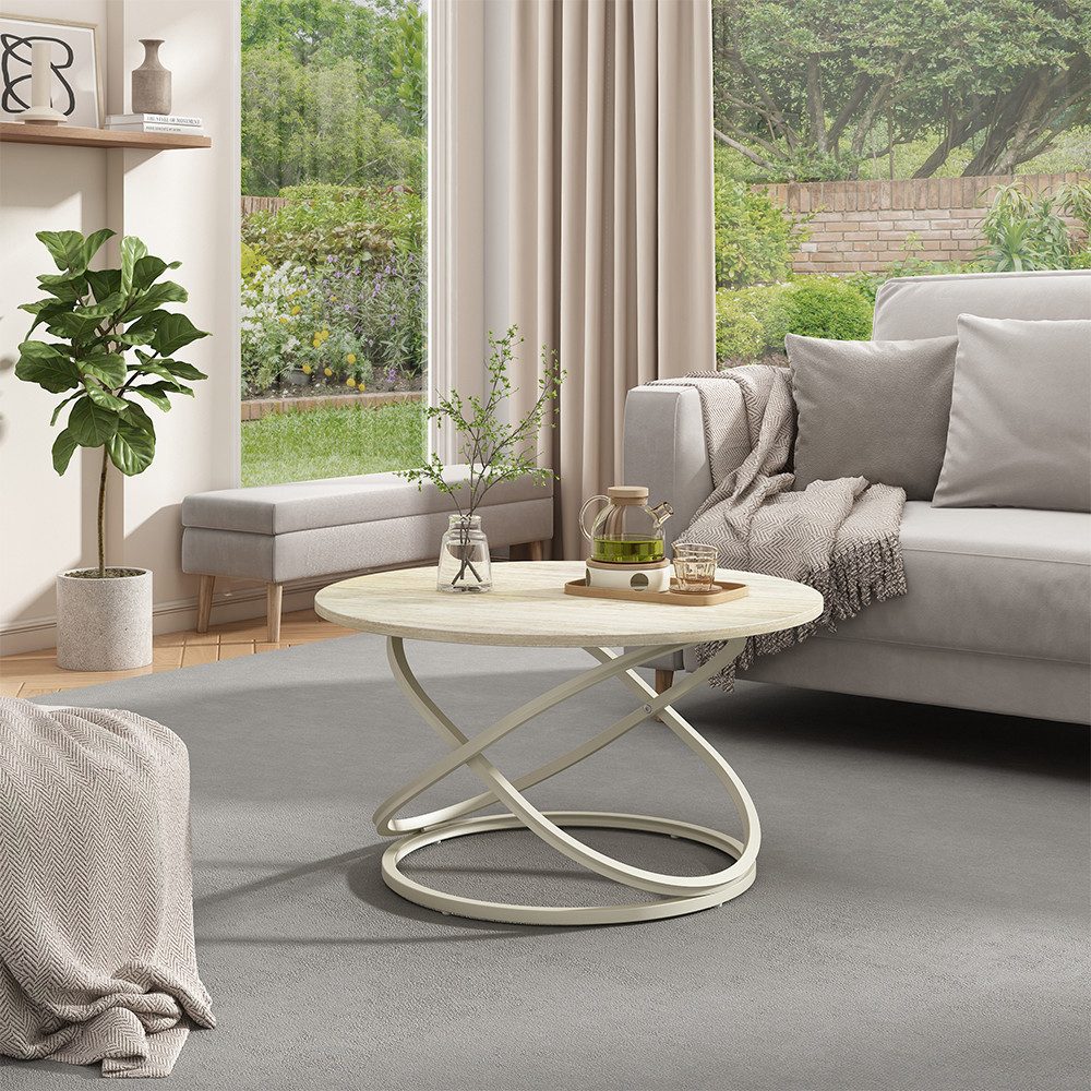 Vicco Couchtisch Calgary, Travertin/Cashmere, 79.5 x 79.5 cm