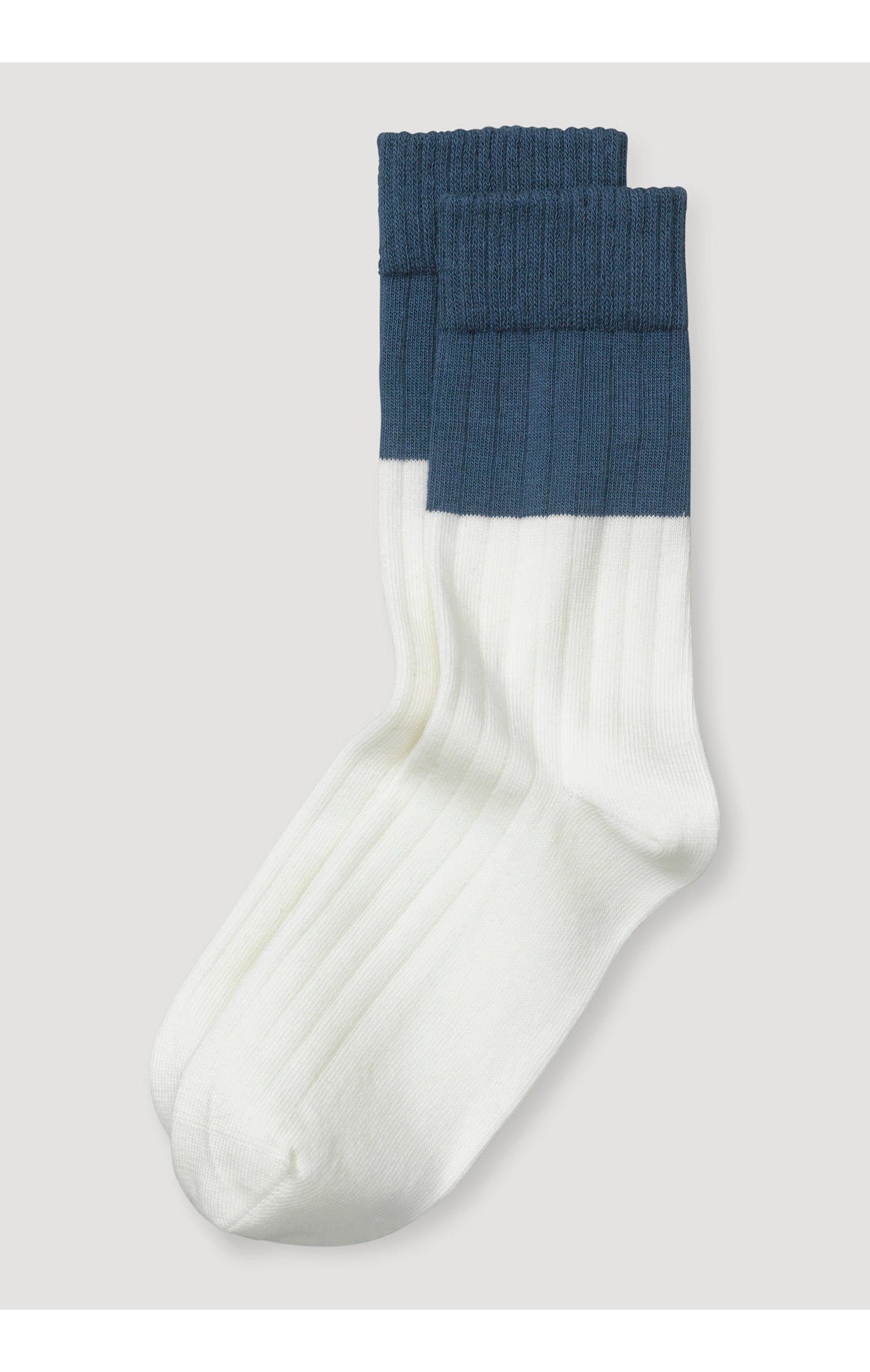 Bi-Color tiefseeblau (1-Paar) Hessnatur Bio-Baumwolle Socken aus