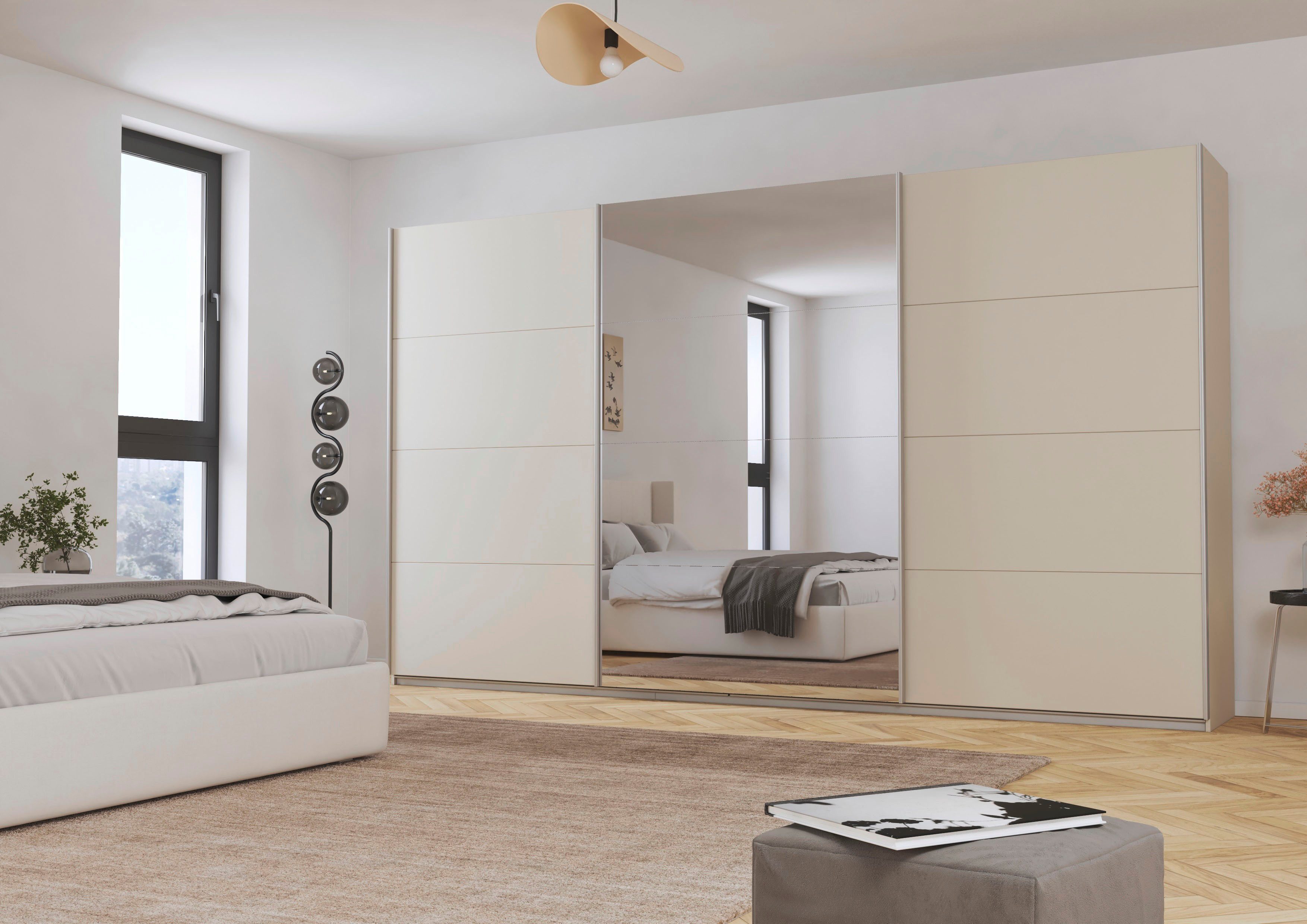OTTO home Schwebetürenschrank Kleiderschrank Schrank Schlafzimmerschrank Garderobe AGORDO (Breiten 203/271/315/360 cm in drei Griff-Farben - NEU: Farbe SCHWARZ) Top Innenausstattung, in 4 Breiten und 2 Höhen MADE IN GERMANY