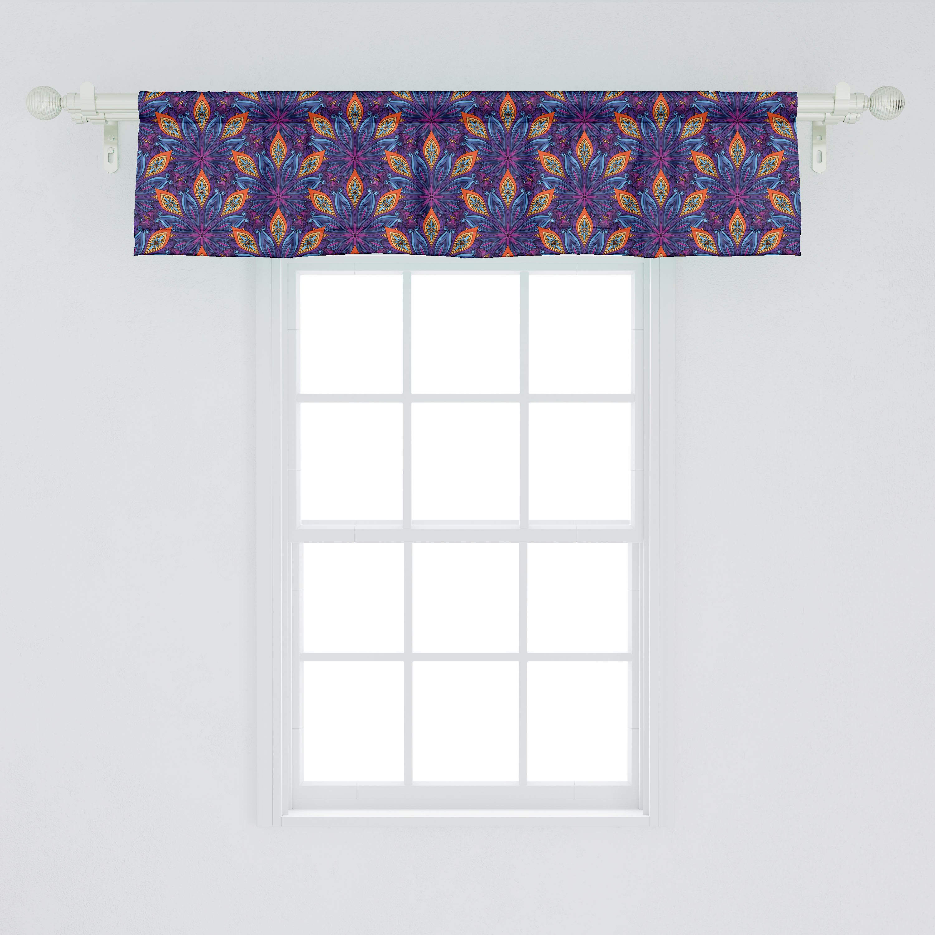 Scheibengardine Verziert Vorhang Schlafzimmer Stangentasche, Blumen mit Dekor Abakuhaus, Küche Leuchtende Microfaser, für Volant Mandala
