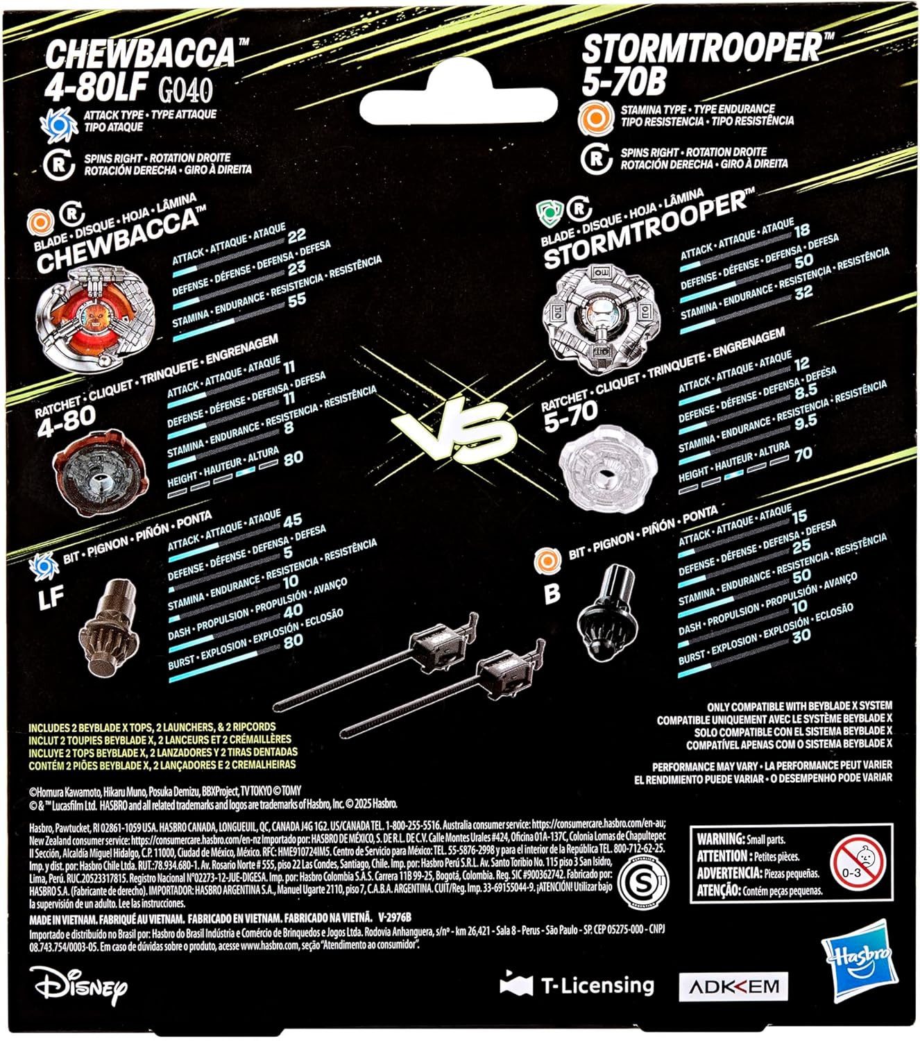 Hasbro Speed-Kreisel Beyblade X Star Wars Collab Chewbacca 4-80LF vs. Sturmtruppler 5-70B