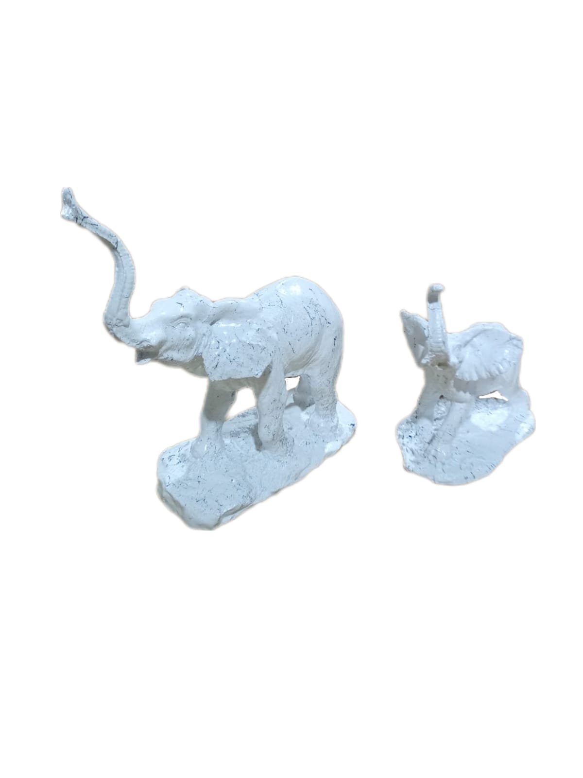 moebel17 Weiß Polyresin Skulptur Elefant Marmoroptik, Dekofigur Dekofigur aus Set 2er