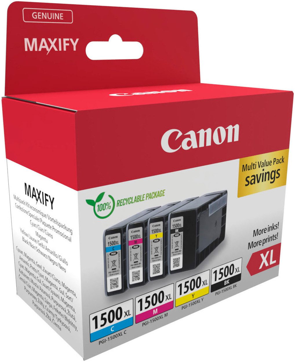 Canon PGI-1500XL Multipack BK/C/M/Y Tinte mit hoher Reichweite Tintenpatrone