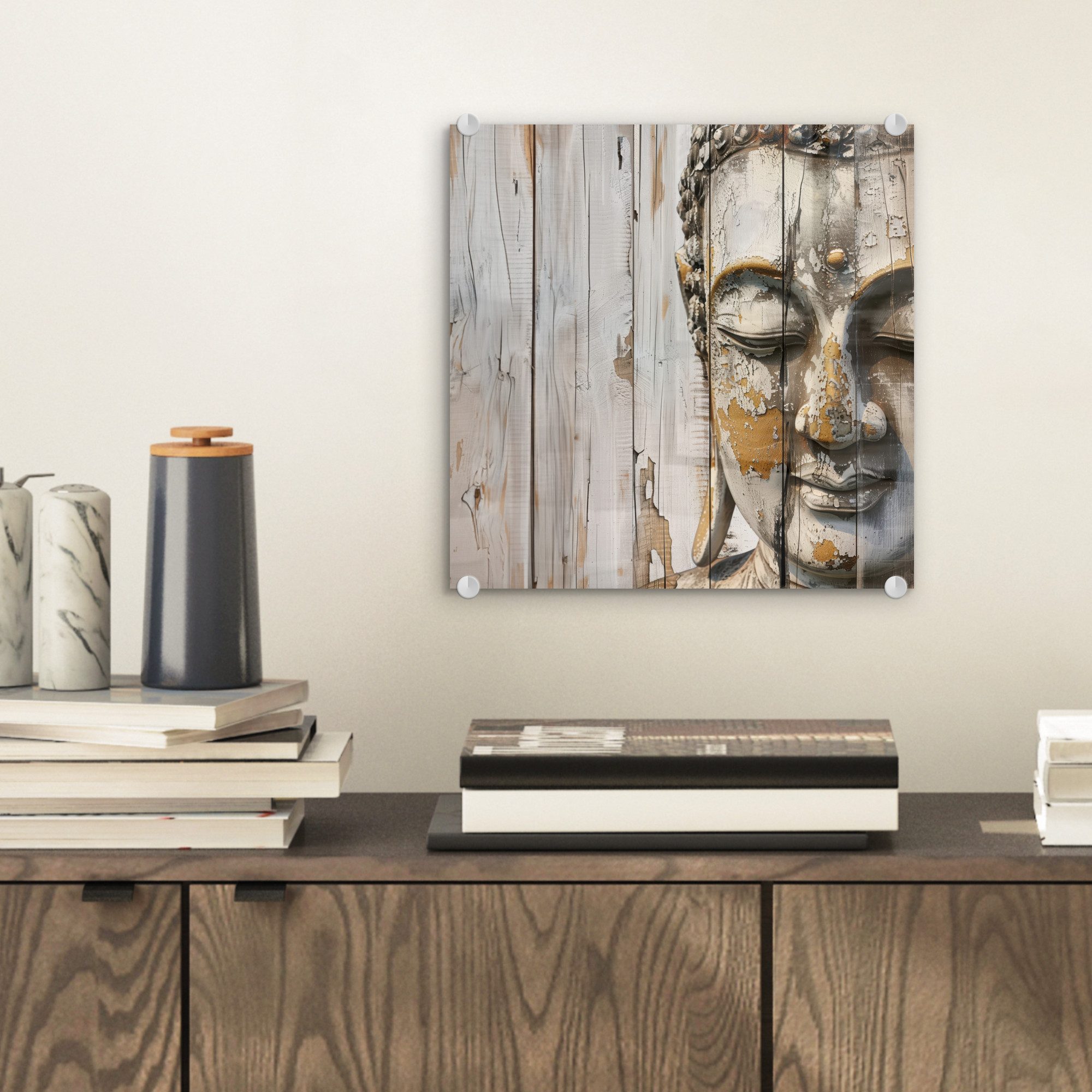 MuchoWow Acrylglasbild Buddha - Holzoptik - günstig online kaufen