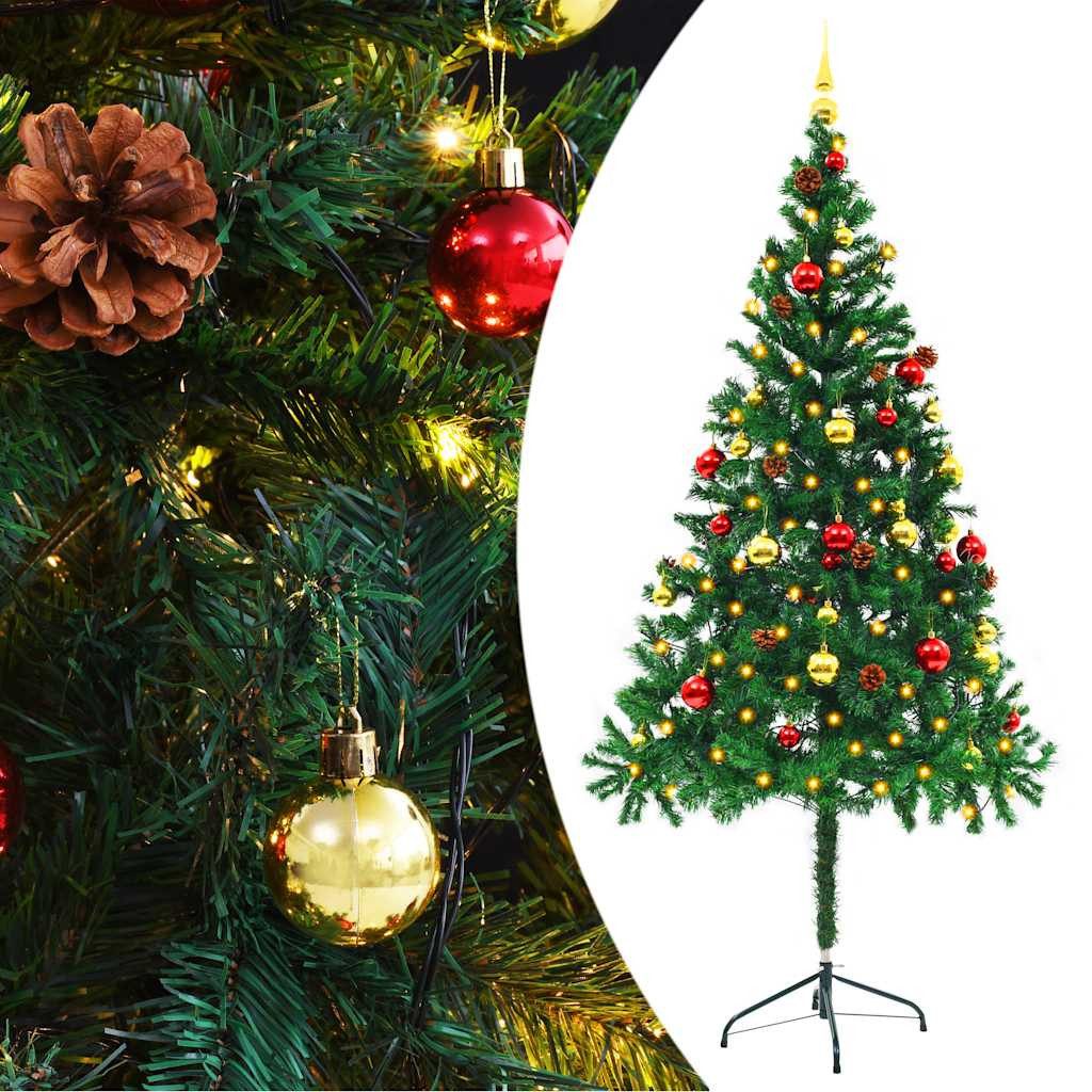 vidaXL Künstlicher Weihnachtsbaum Künstlicher Weihnachtsbaum mit Beleuchtung & Kugeln Grün 180 cm