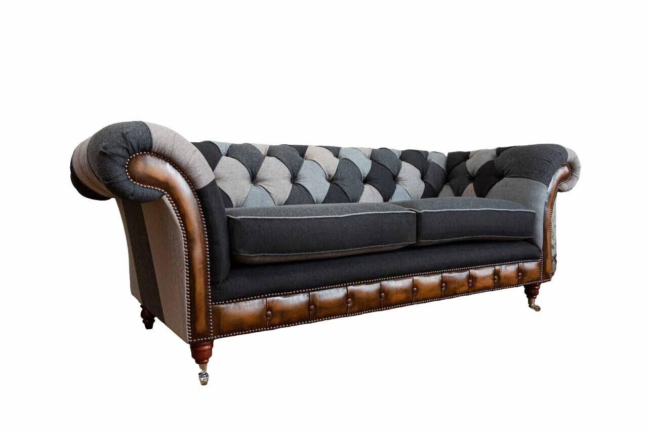 Xlmoebel Chesterfield-Sofa Klassisches Chesterfield-Sofa mit edlem Textilbezug, Hergestellt in Europa