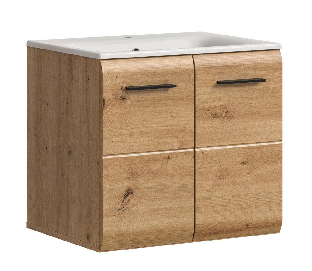 xonox.home Waschbeckenunterschrank Waschtisch Ice inkl. Waschbecken, Artisan Oak (1-St) Badmöbel