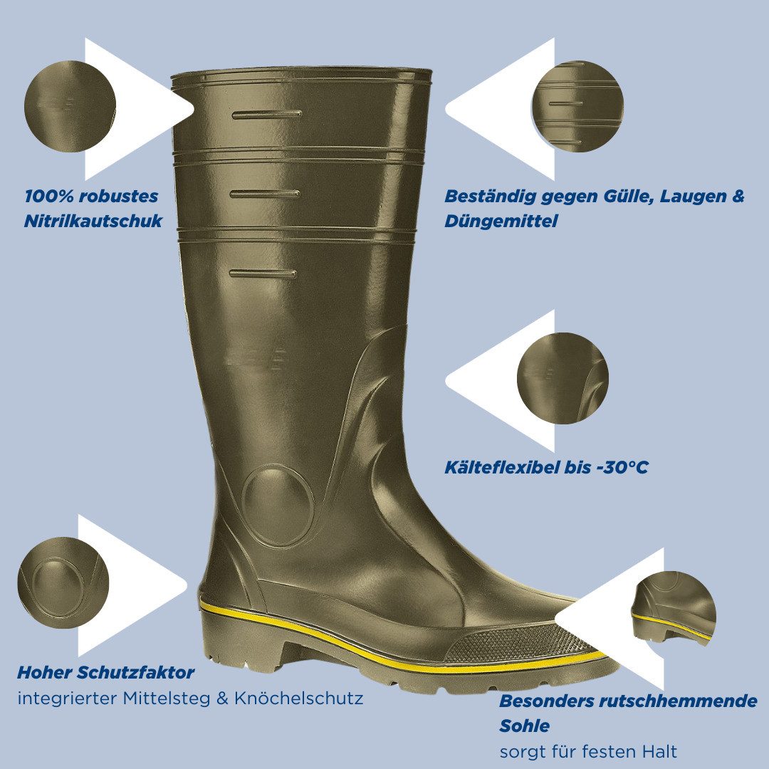 SCHEIBLER WORKWEAR Nitril Regenstiefel Hoch Gummistiefel günstig online kaufen