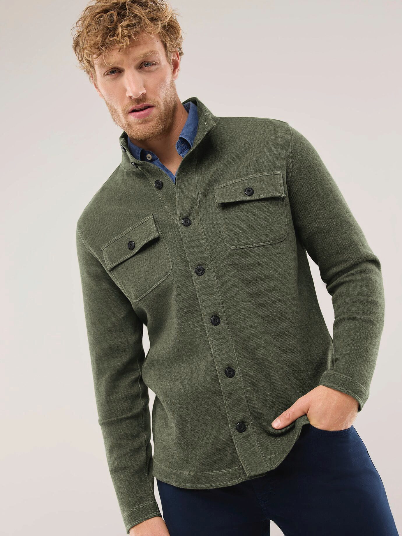 Walbusch Sweatjacke Herren Sweatjacke Stehkragen, pflegeleicht