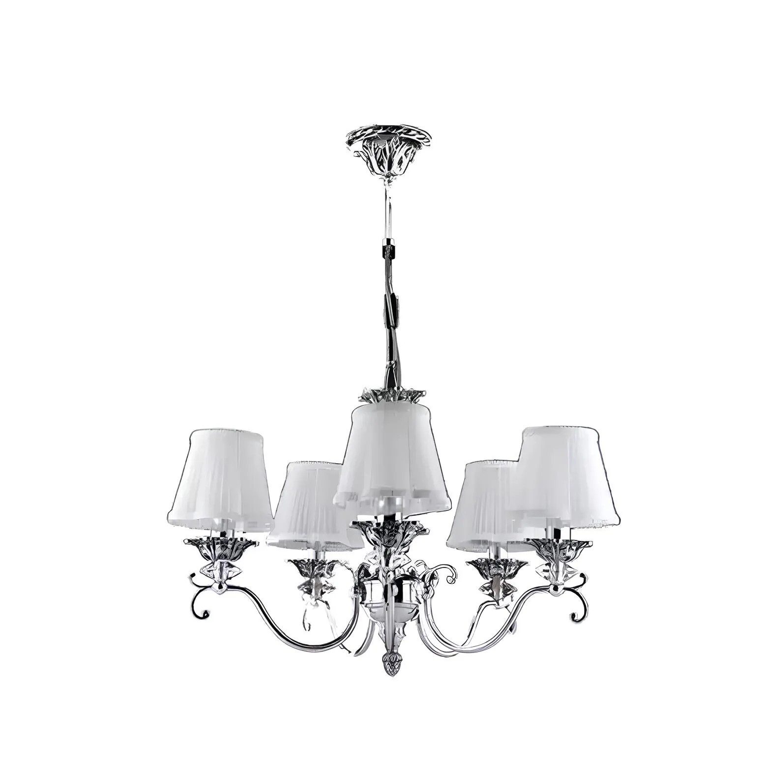 Hängeleuchte Kristallleuchte in Silber mit eleganten Hängedetails