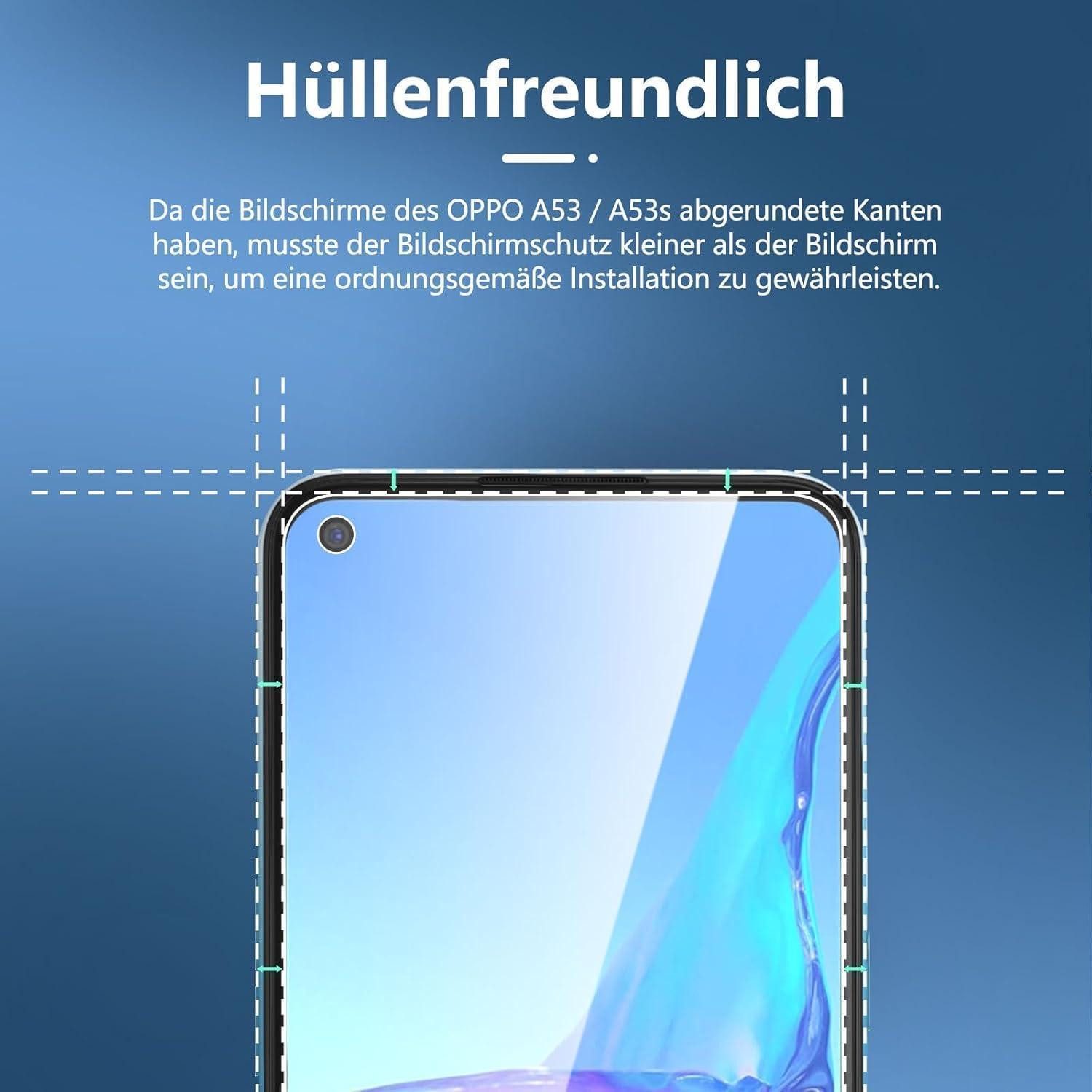 LuxusKollektion Displayschutzglas Panzer Schutz Glas Oppo A53 A53s 2x 9H klar Anti Fingerabdrücke