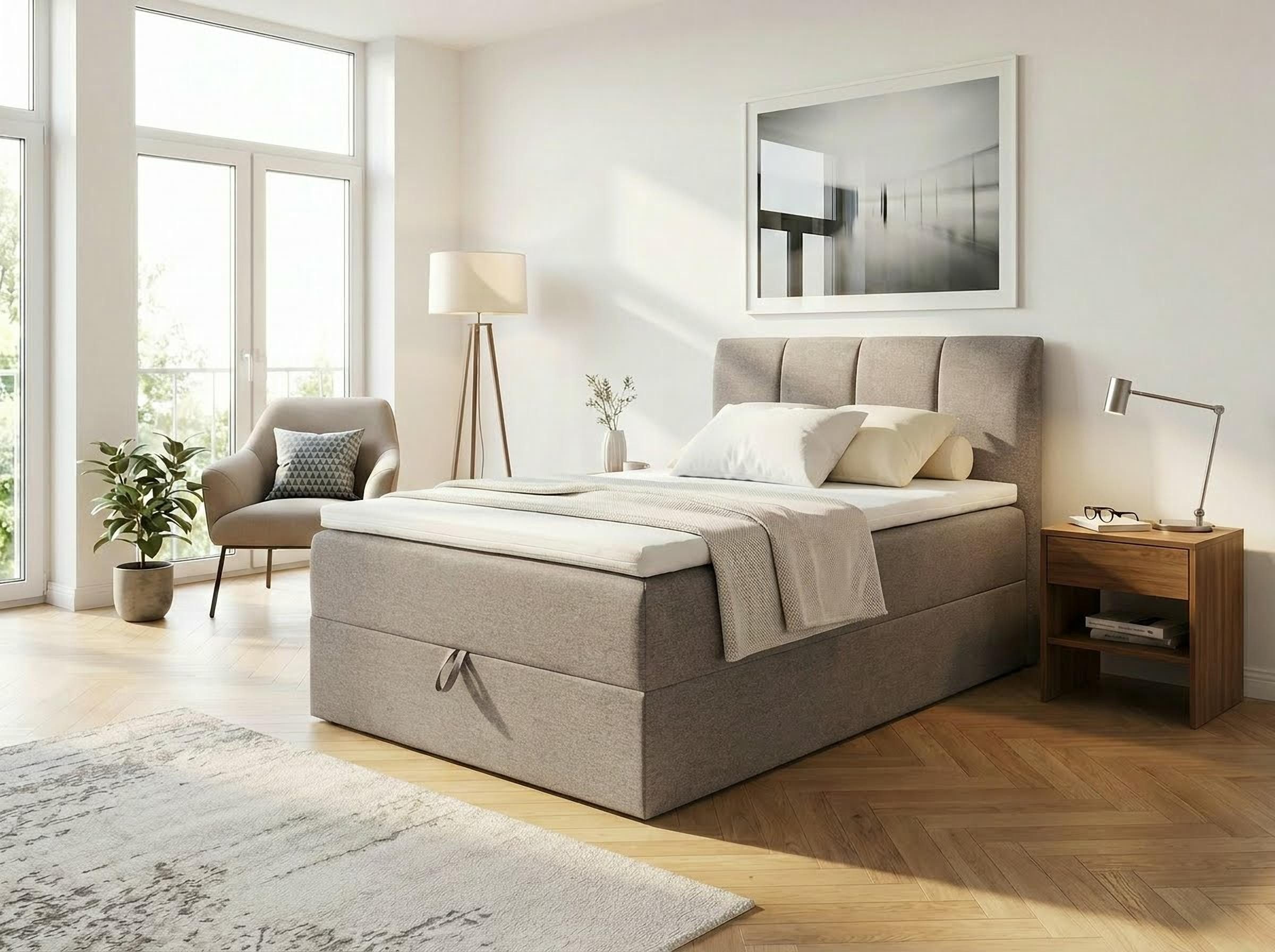 ED EXCITING DESIGN Boxbett "Granada" inkl. Bettkasten und Topper, erhältlich in den Größen 120x200cm, 160x200cm & 180x200cm