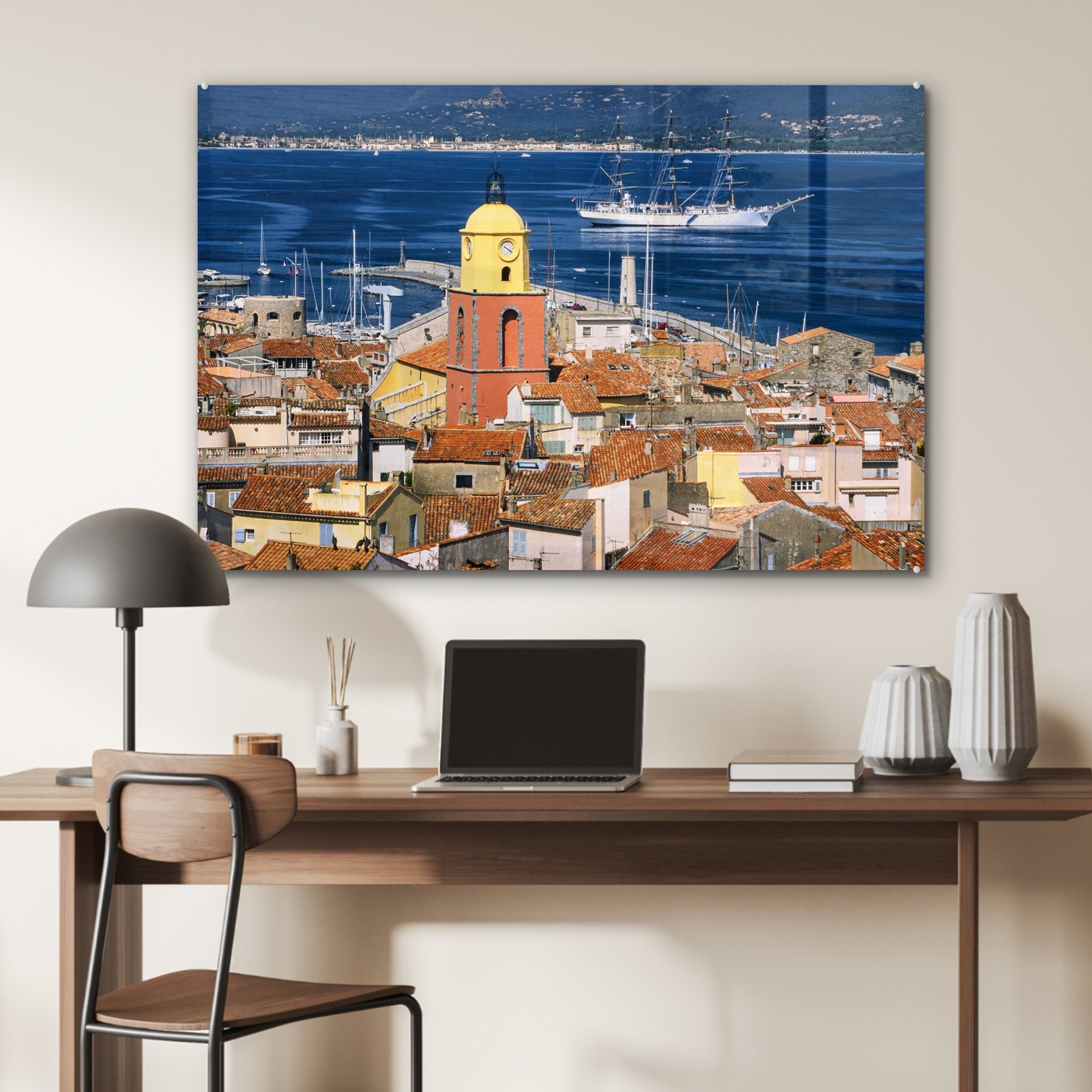 MuchoWow Acrylglasbild Saint-Tropez und Frankreich, & St), Mittelmeer in Wohnzimmer (1 das Schlafzimmer Acrylglasbilder blaue