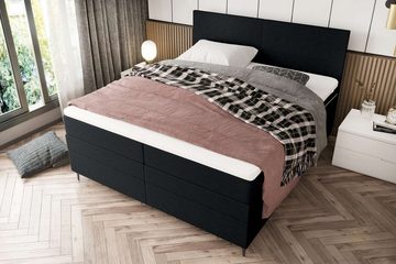 Stylefy Boxspringbett Maximus (Schlafzimmerbett, Bett), 140/160/180 x 200 cm, mit 2 Matratzen und Topper, Bettkasten