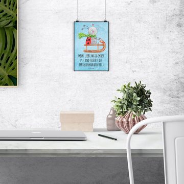 Mr. & Mrs. Panda Poster DIN A5 Smörle Rodeln - Eisblau - Geschenk, Raumdekoration, Marzipan, Smörle Rodeln (1 St), Detailreiche Designs