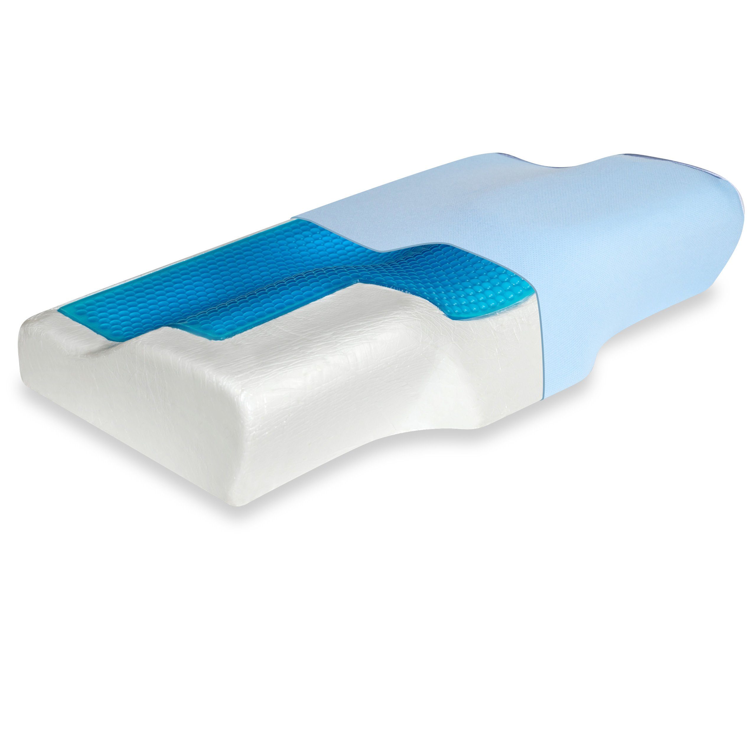 Vitabo Nackenkissen Kopfkissen mit Gel-Auflage, ergonomisch, Seitenschläfer Nackenkissen