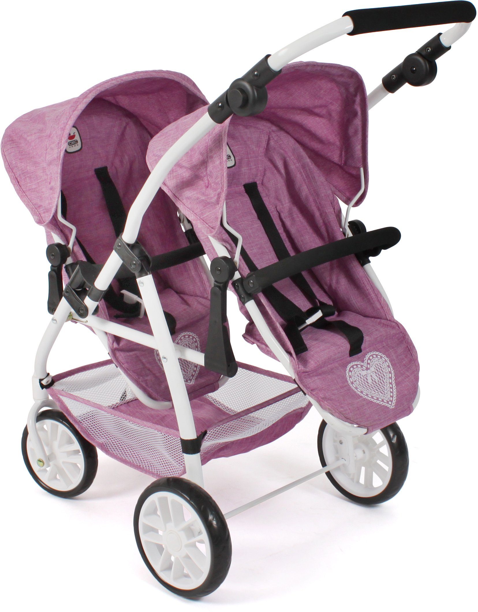 CHIC2000 Puppen-Zwillingsbuggy Vario, Jeans Pink