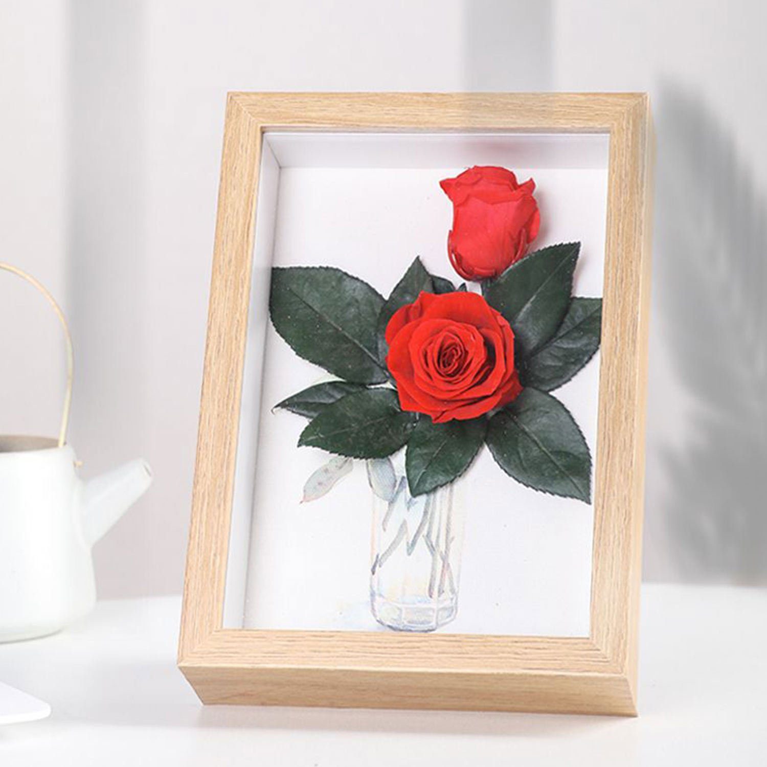 Kunstblume Ewige handgemachte konservierte Rose, MAGICSHE, zum Befüllen Quadratische Form Rot