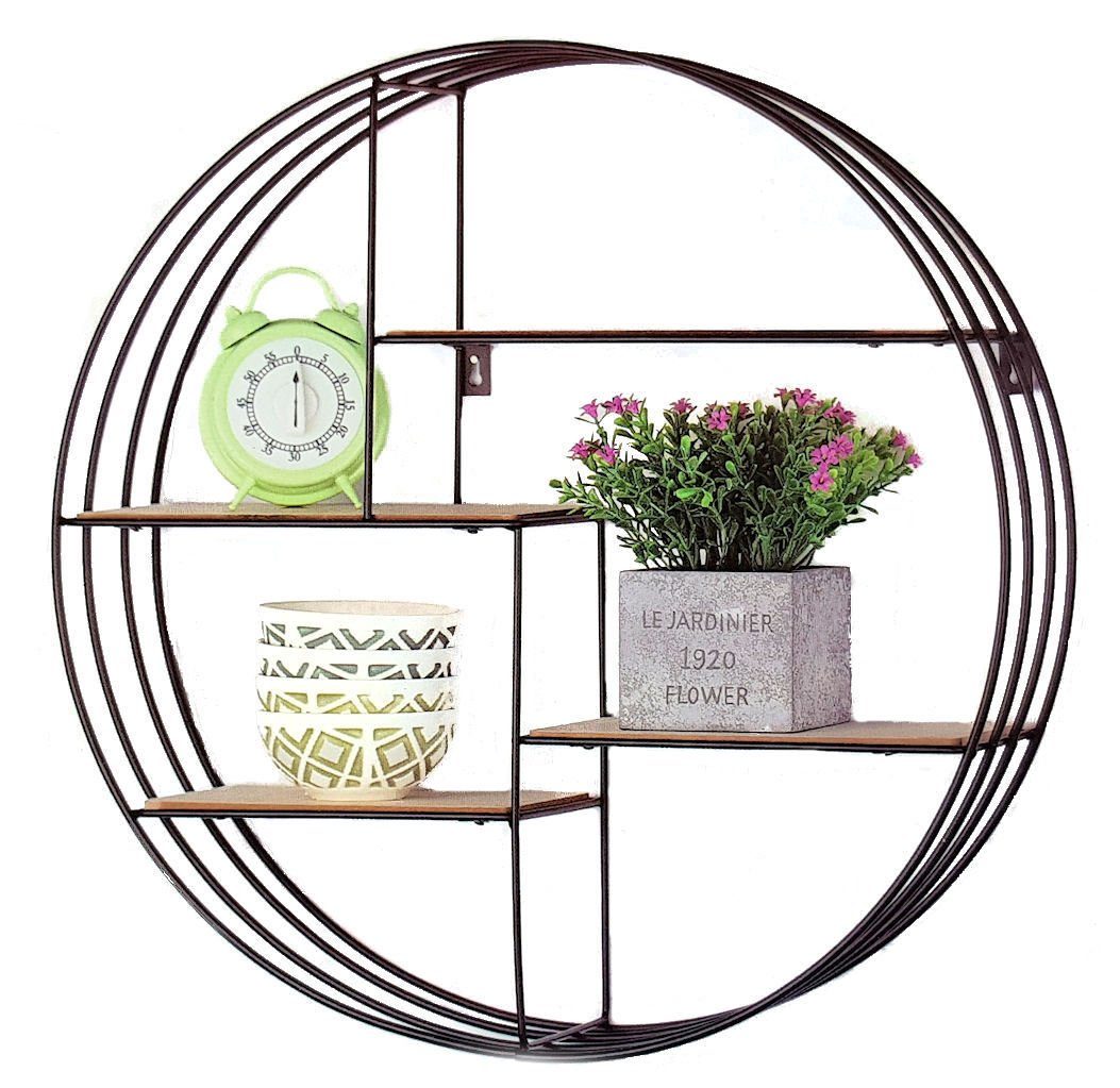 Spetebo Wandregal Metall Wandregal rund mit 4 Ablagen - 45 cm, Hängeregal m günstig online kaufen