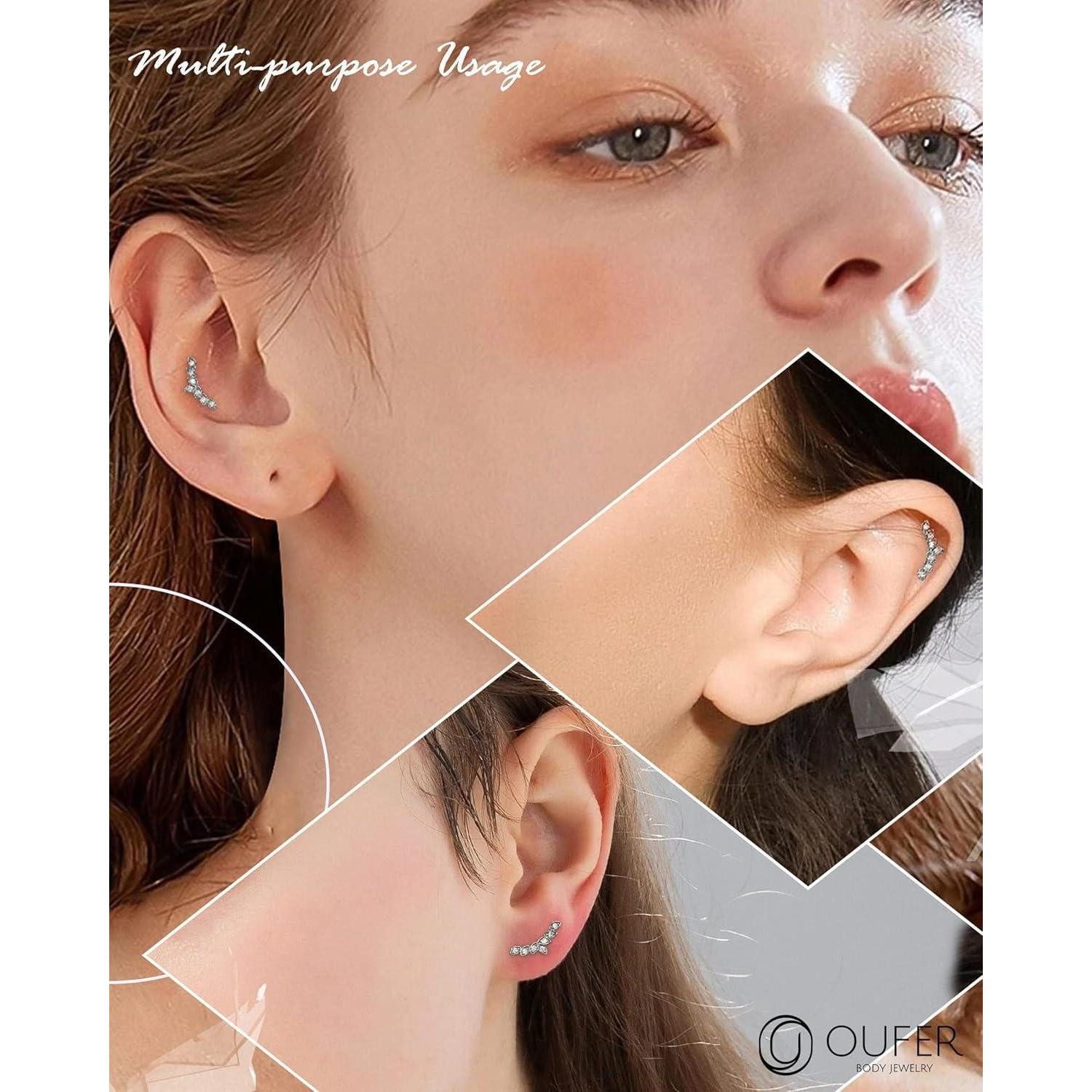 OUFER Nasenpiercing Ohrpiercing Helix Septum Ring Silber Chirurgenstahl 16G Clicker Conch