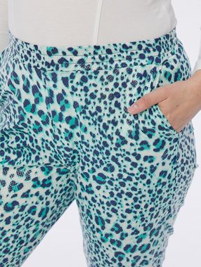 MONACO blue Lederimitathose Stoffhose figurumspielend mit Leopardenmuster