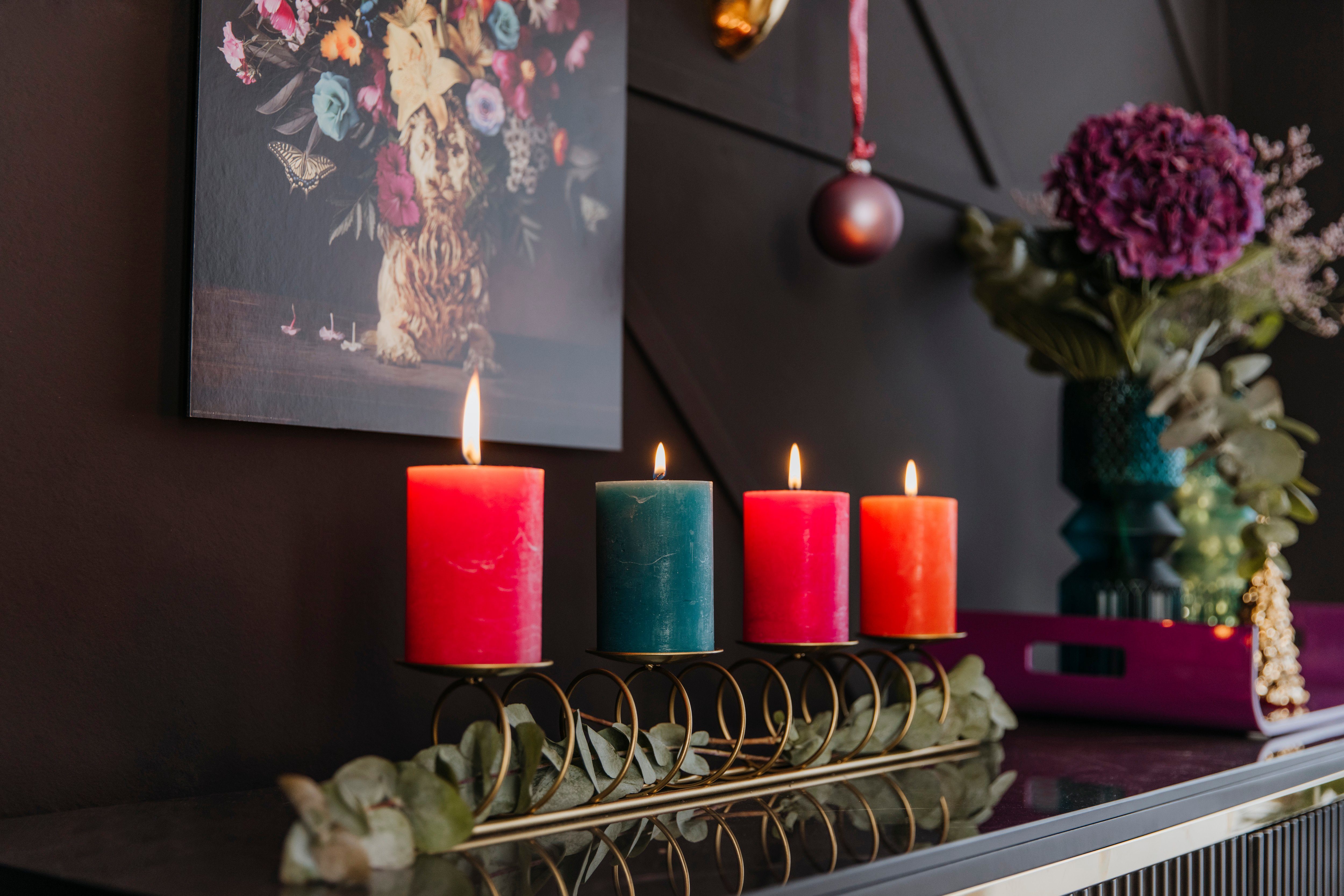 RIFFELMACHER goldfarben Adventsleuchter (1 Weihnachtsdeko Kerzenhalter 4-flammig St), Spirale, im besonderen WEINBERGER & Design, Metall, aus