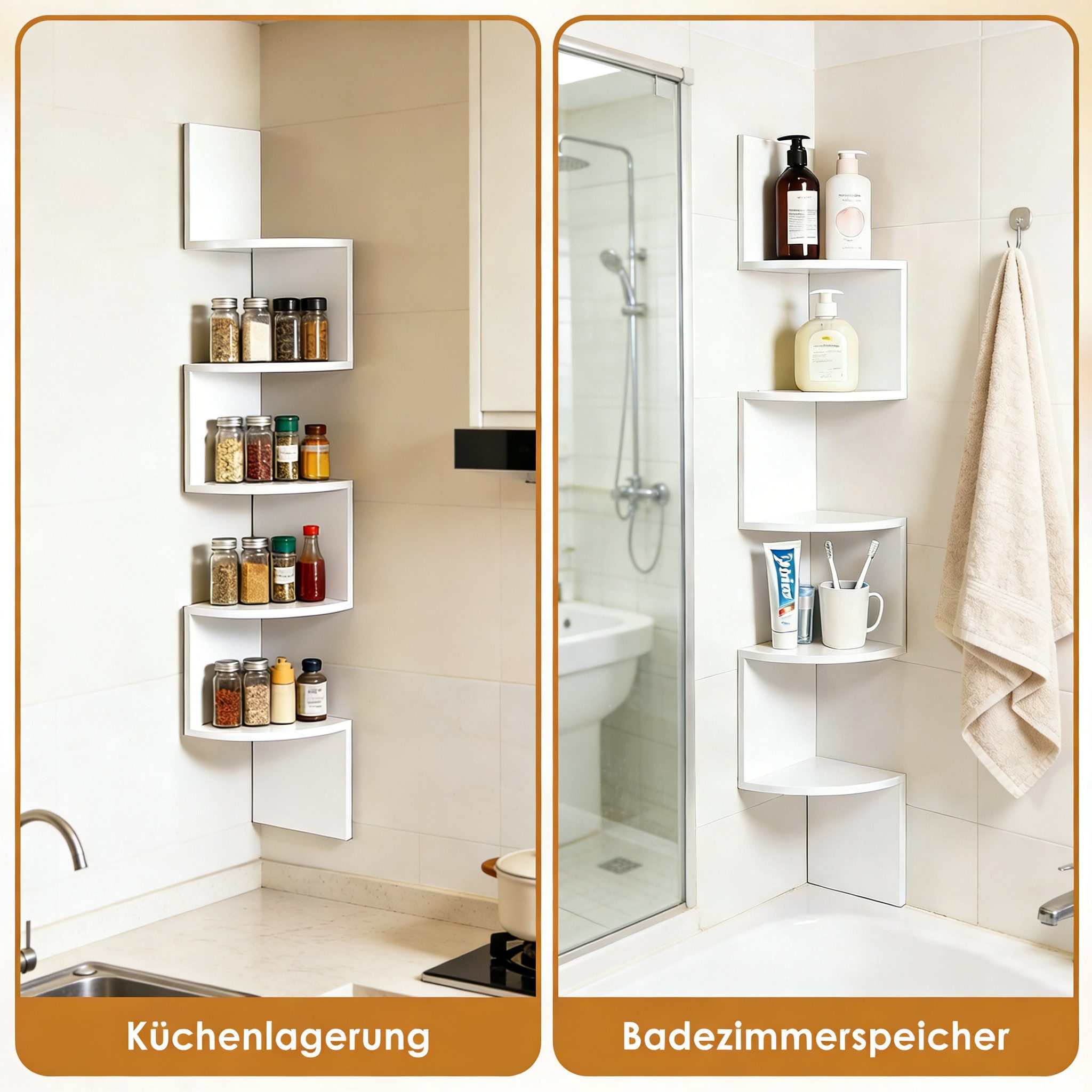 BlingBin Eckregal Wandregal 5 Ebenen Zickzack Schweberegal Bücherregal Pflanzenregal, Schweberegal 2-tlg., CD DVD Regal, Wanddeko mit 5 Ablagen für Wohnzimmer Schlafzimmer Küche