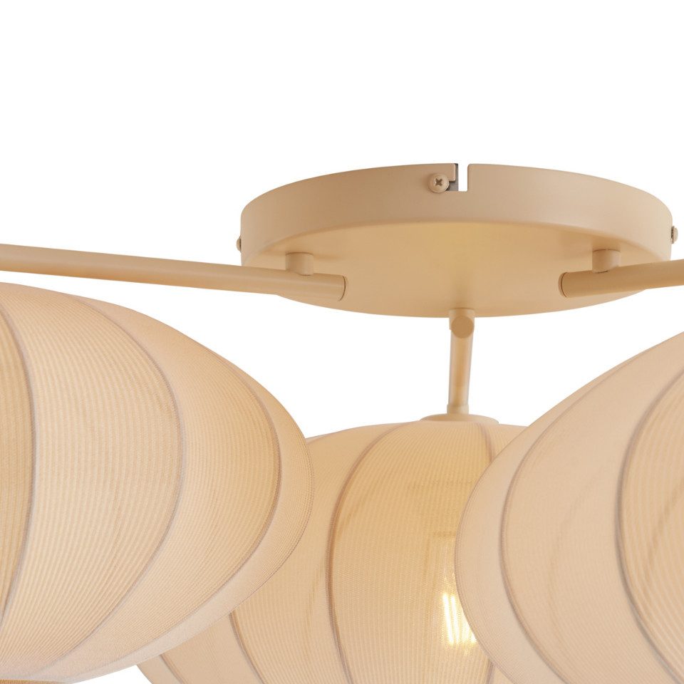Qazqa Deckenleuchte Bida, ohne Leuchtmittel, Warmweiß, QAZQA Deckenleuchte, e27, Beige, Stahl, Japandi
