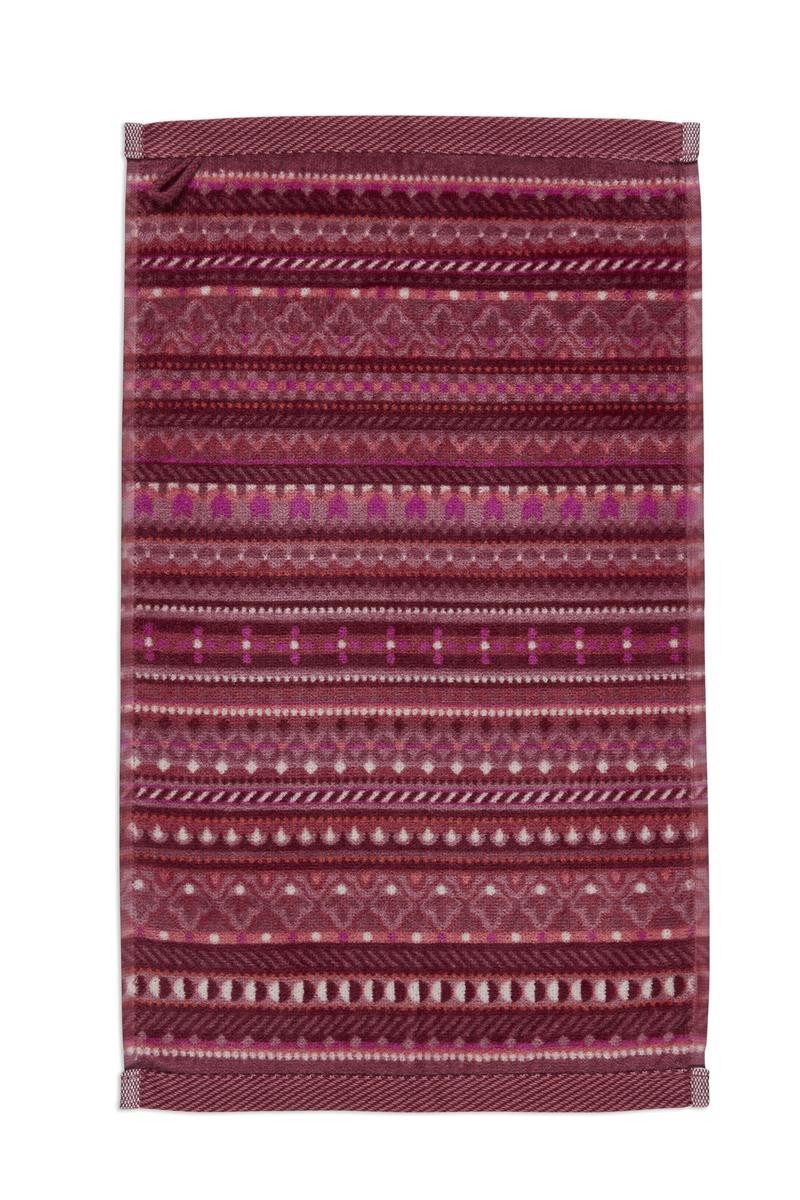 PiP Studio Gästehandtuch Geometric Print Gästehandtuch dark pink 30x50cm (1 Stück), 100% Baumwolle (325874)