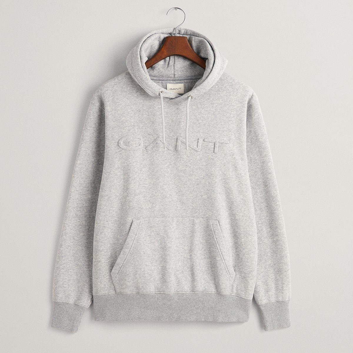 Gant Kapuzenpullover 2007073 Herren Kapuzenpullover Embossed Sweat Hoodie GreyMelange(93)