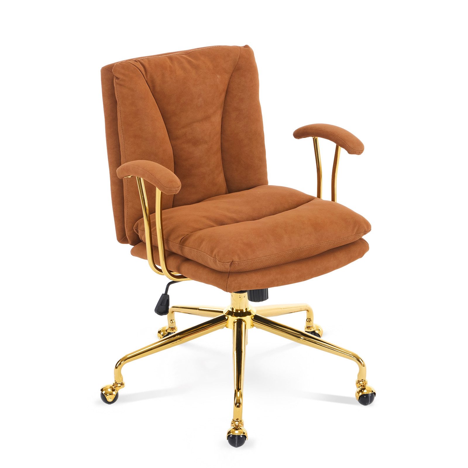 VINGLI Bürostuhl Ergonomisch, Schreibtischstuhl mit Goldenen Armlehnen, Chefsessel