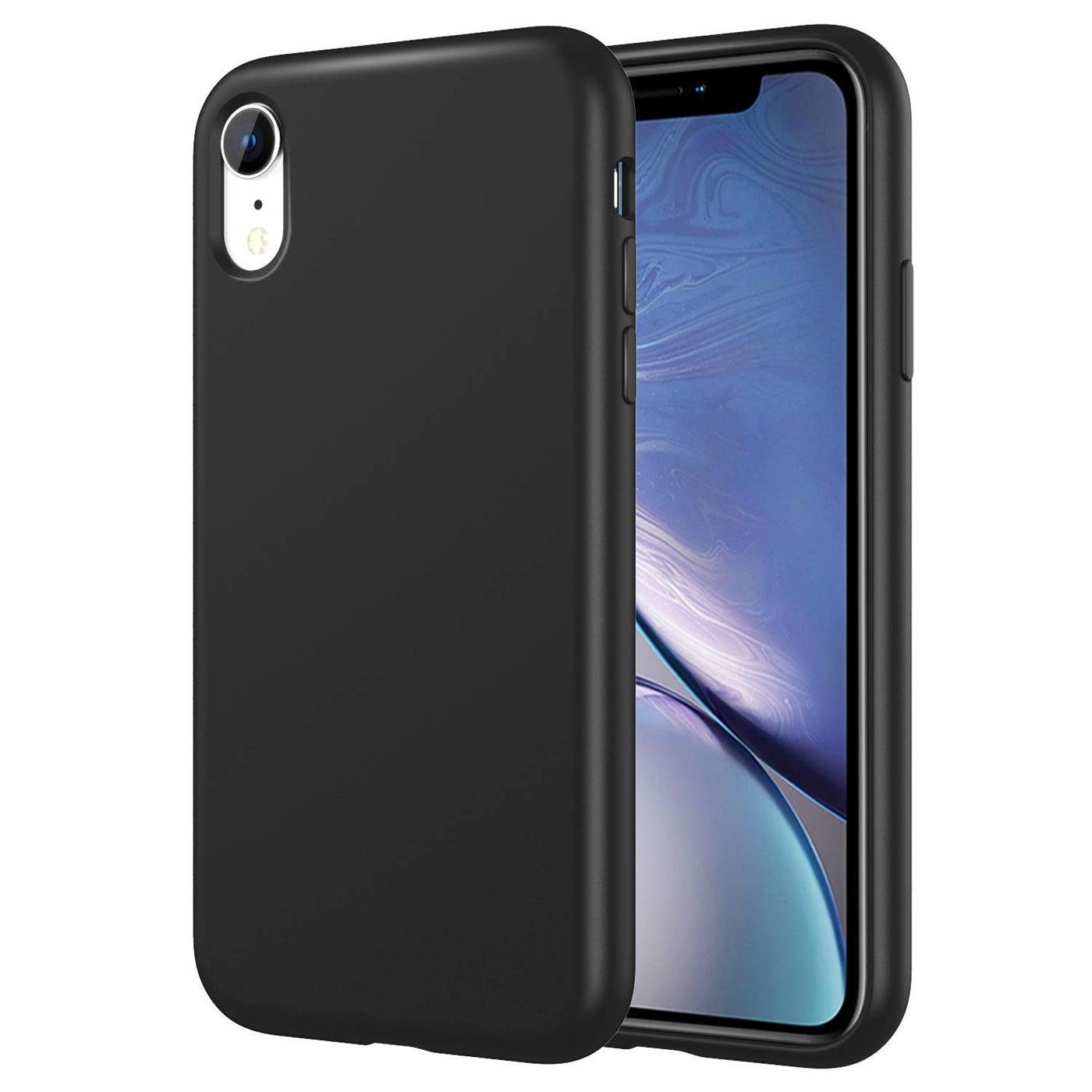 CoolGadget Handyhülle Handy Schutzhülle für Apple iPhone XR matt schwarz 6,1 Zoll, Silikon TPU Hülle Schutz Tasche Cover schlicht Slim Case