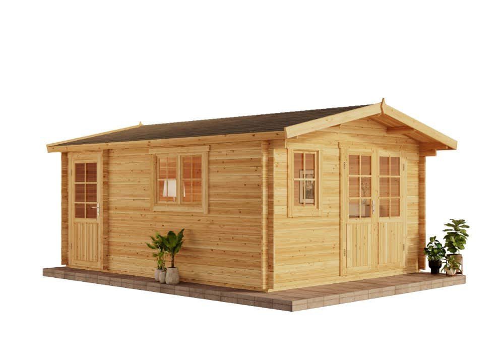 Alpholz Gartenhaus Holz Jennifer-28, BxT: 400x550 cm, in Naturbelassen mit 28mm Wandstärke