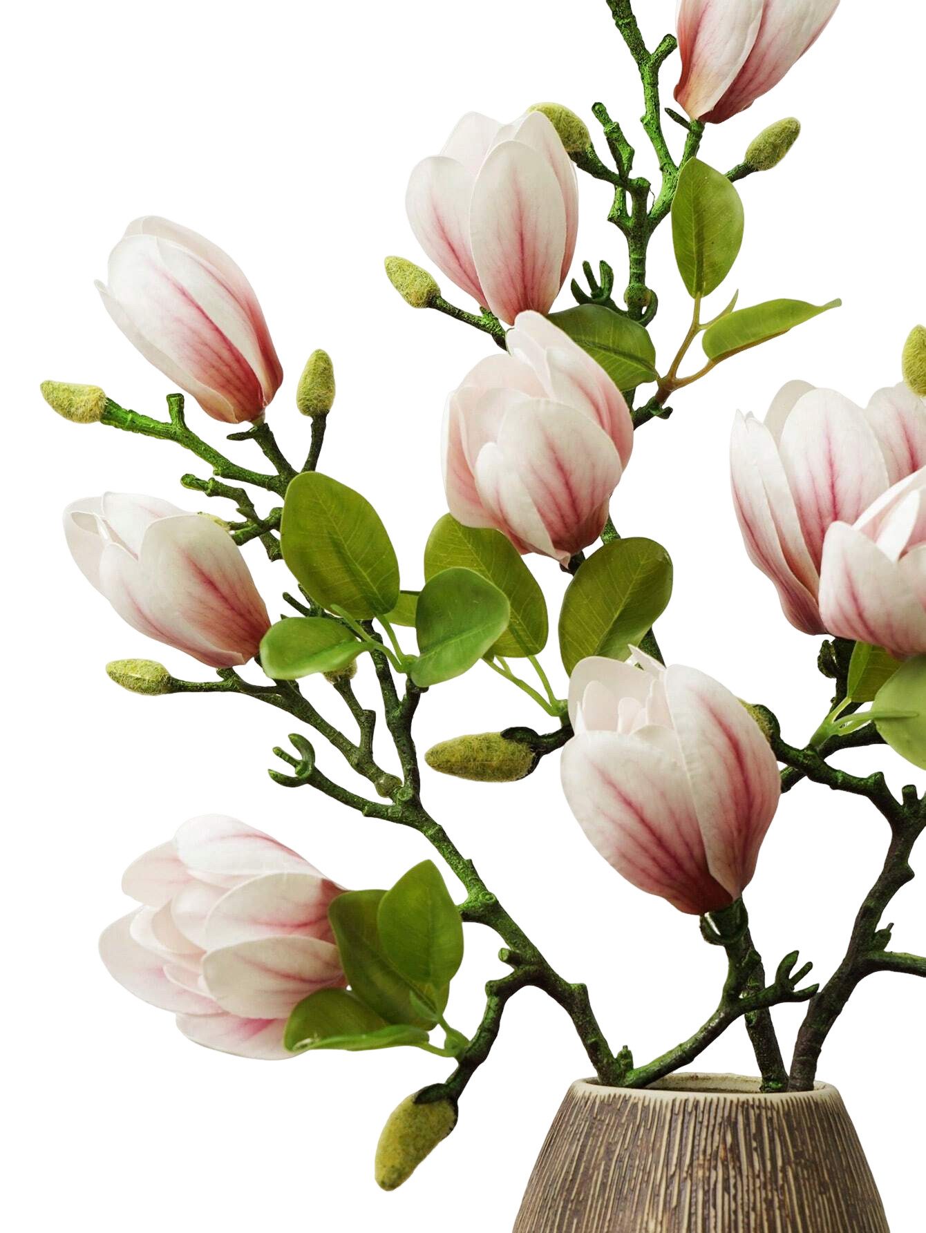 Kunstblume Kunstblumenstrauß Magnolie Rosa künstliche Blumen realistisch, Fanci Home