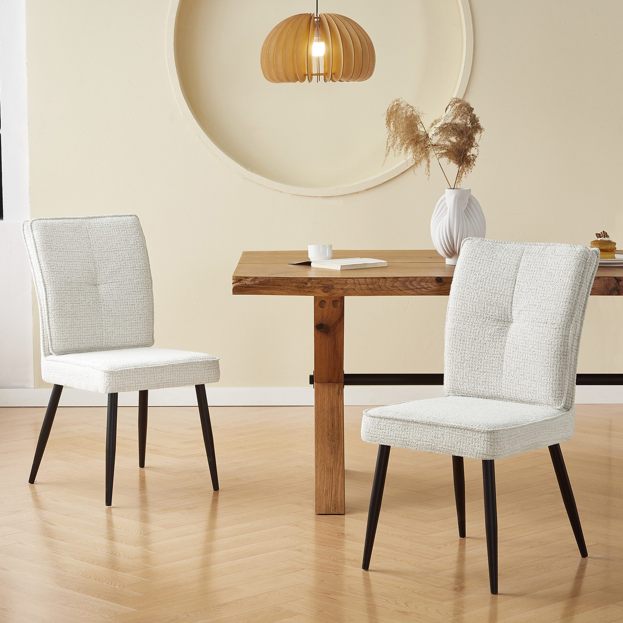 STILVORA Esszimmerstuhl 2er Set Polsterstühle mit samtigem Bezug für Esszimmer cremeweiß
