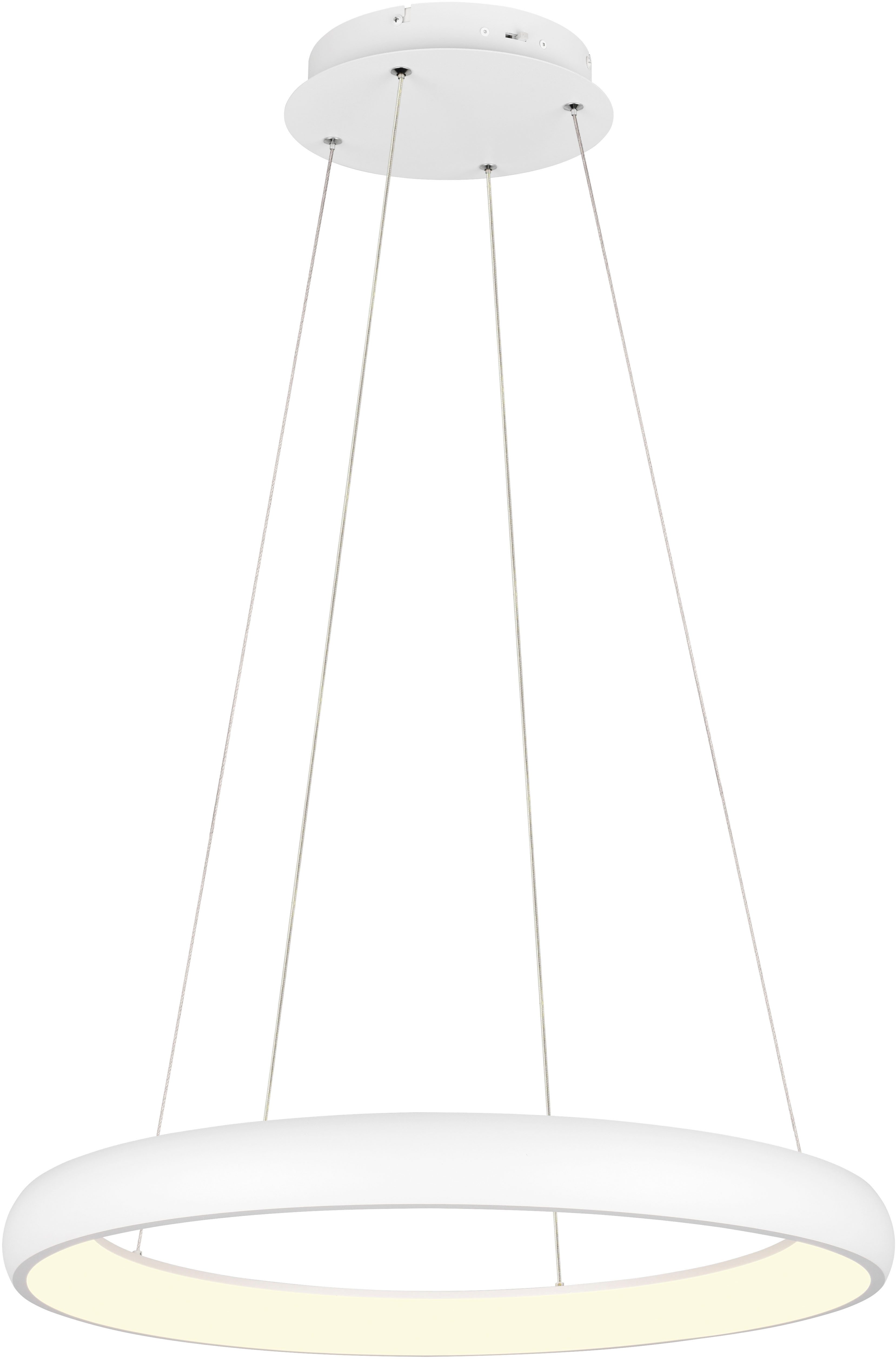 TRIO Leuchten LED Pendelleuchte CARDONA, LED Ring Hängeleuchte, 6900 Lumen 59W, Lichtfarbe einstellbar, Dimmfunktion, LED fest integriert, warmweiß - kaltweiß, 2300/3000/4000K warmweiß bis kaltweiß, 3 Stufen dimmbar Höhe 150cm Ø75