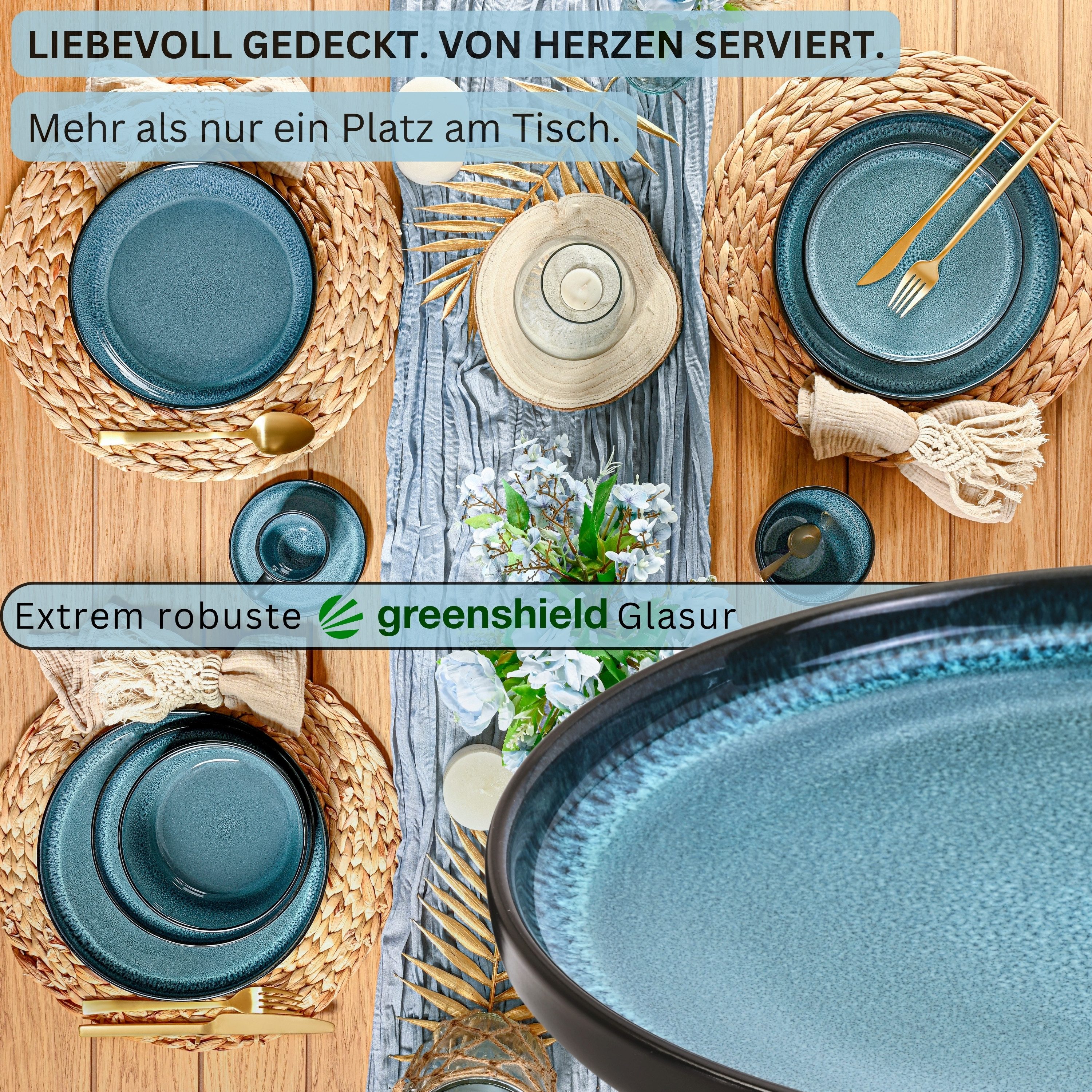 SÄNGER Teller Vigo, (6 St), Dessertteller Set, Steingut, Handmade, Blau-Schwarz, VALUE COLLECTION