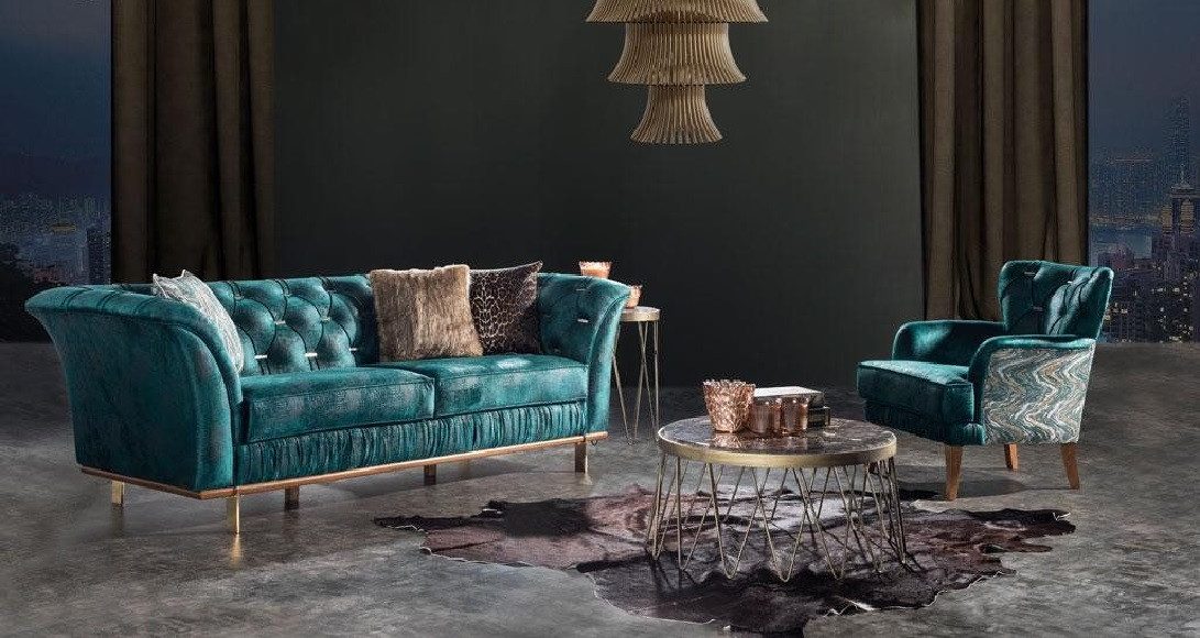 Xlmoebel Sofa Neues bequemes Luxus-Sofa in modernem Türkis für das Wohnzimmer, Hergestellt in Europa